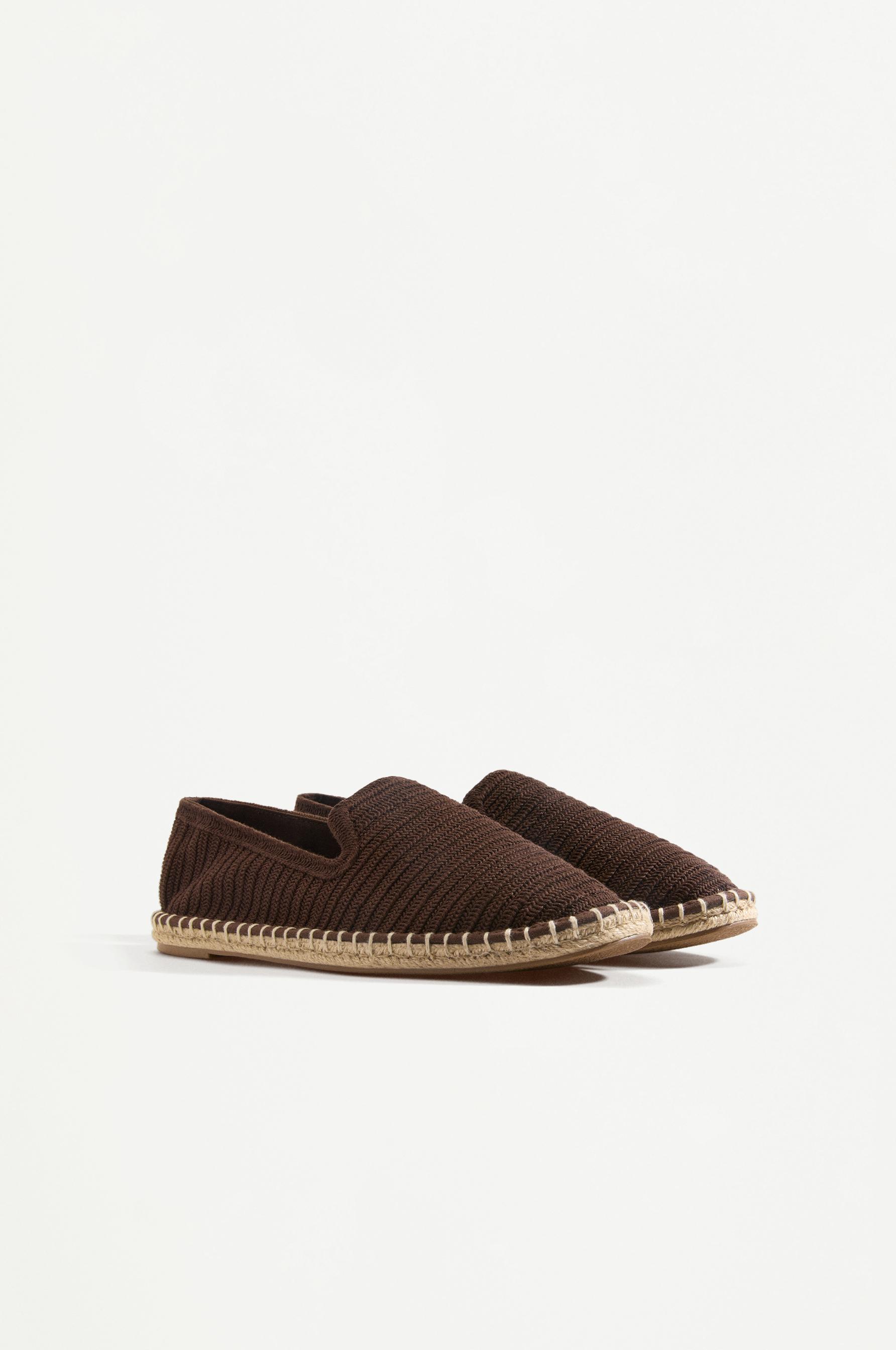 Crochet jute effect espadrilles — BROWN