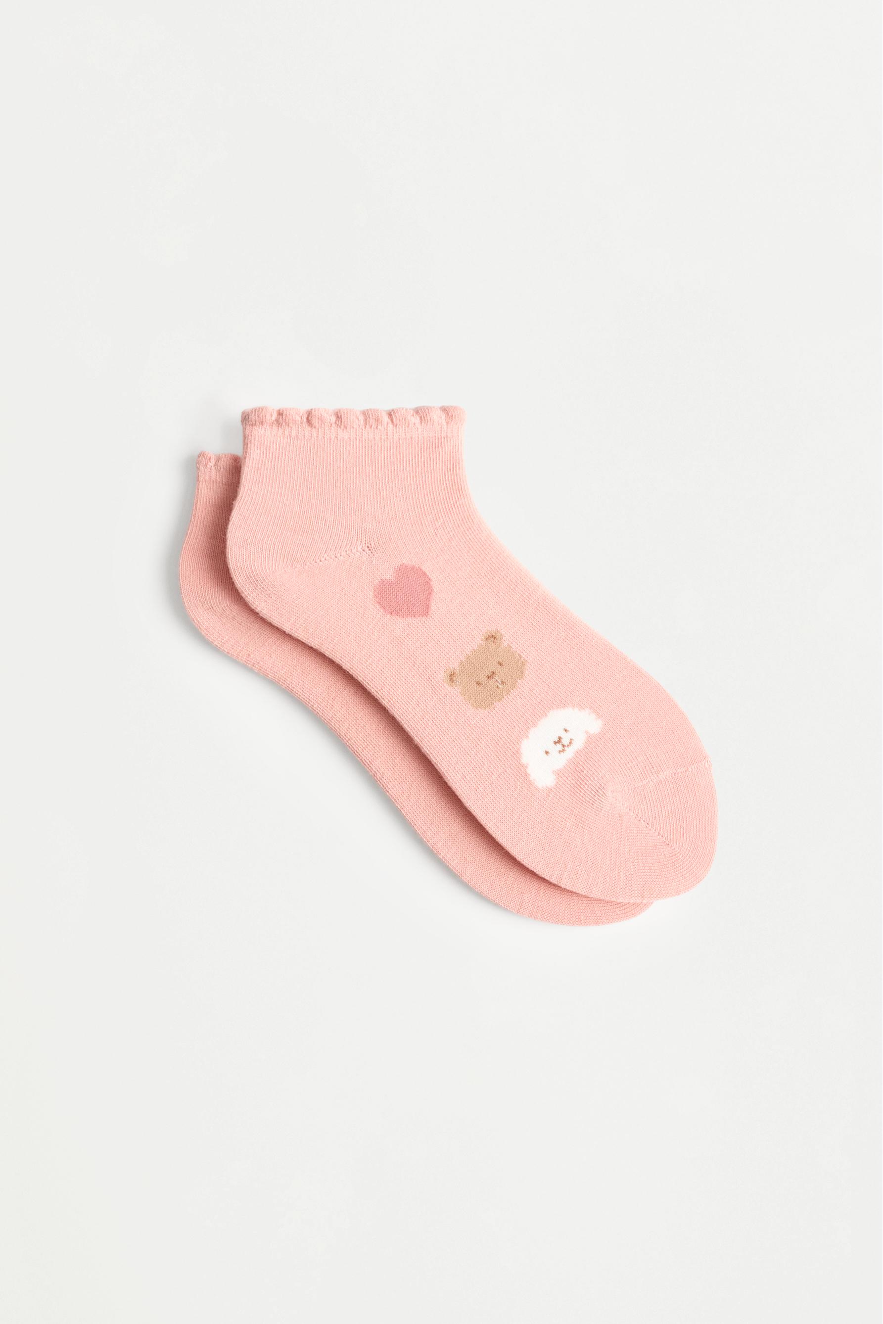 Bear short socks (Pack of 5) — DUSTY PINK