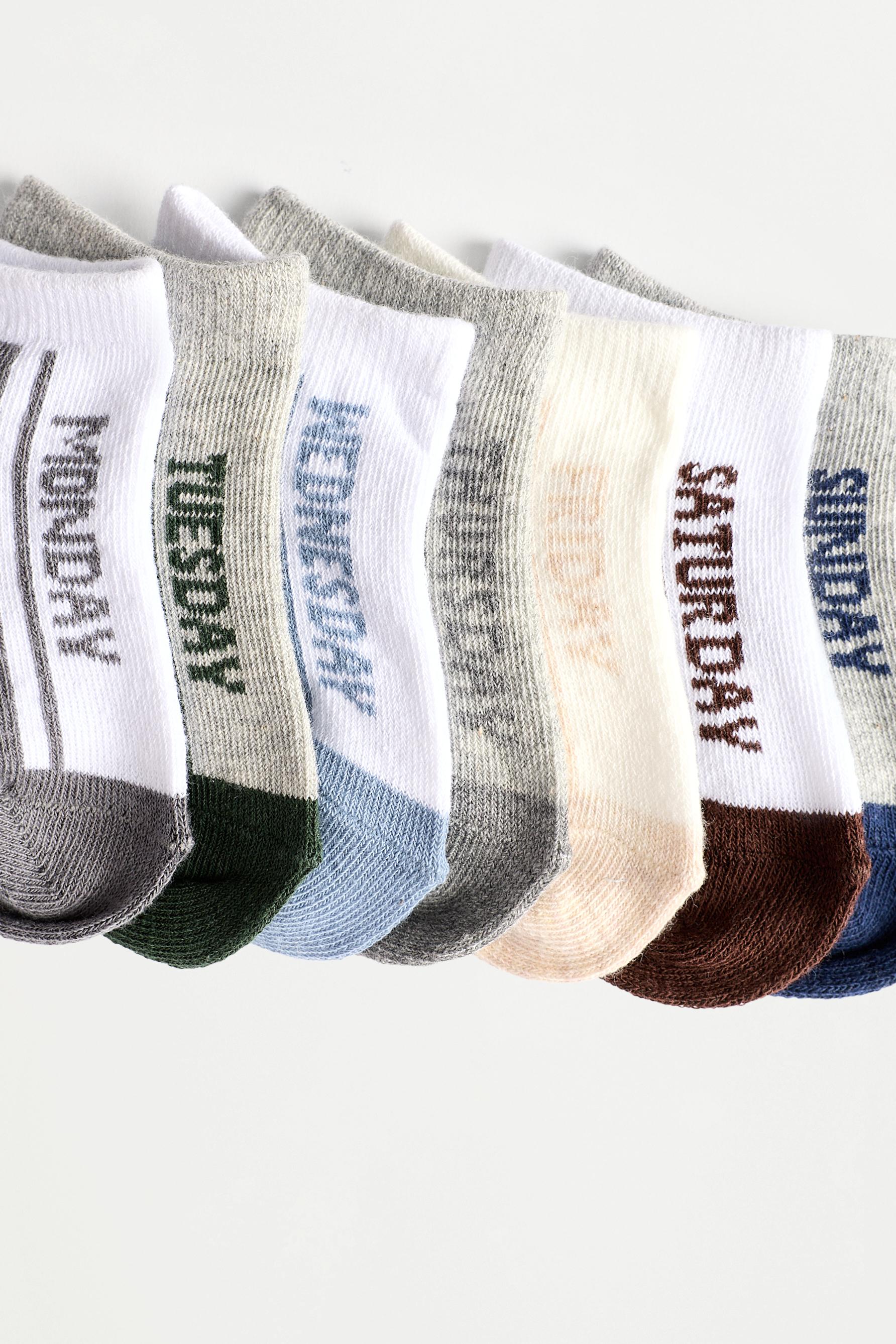 Days of the Week ankle socks (7-pack) — GREY/CAMEL (alternate view)