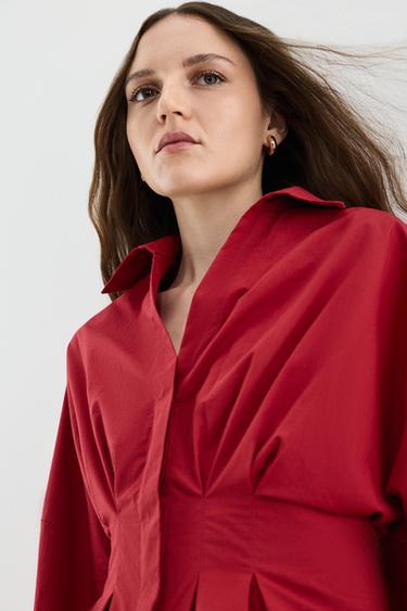 Pleated waist shirt — DARK PINK 4