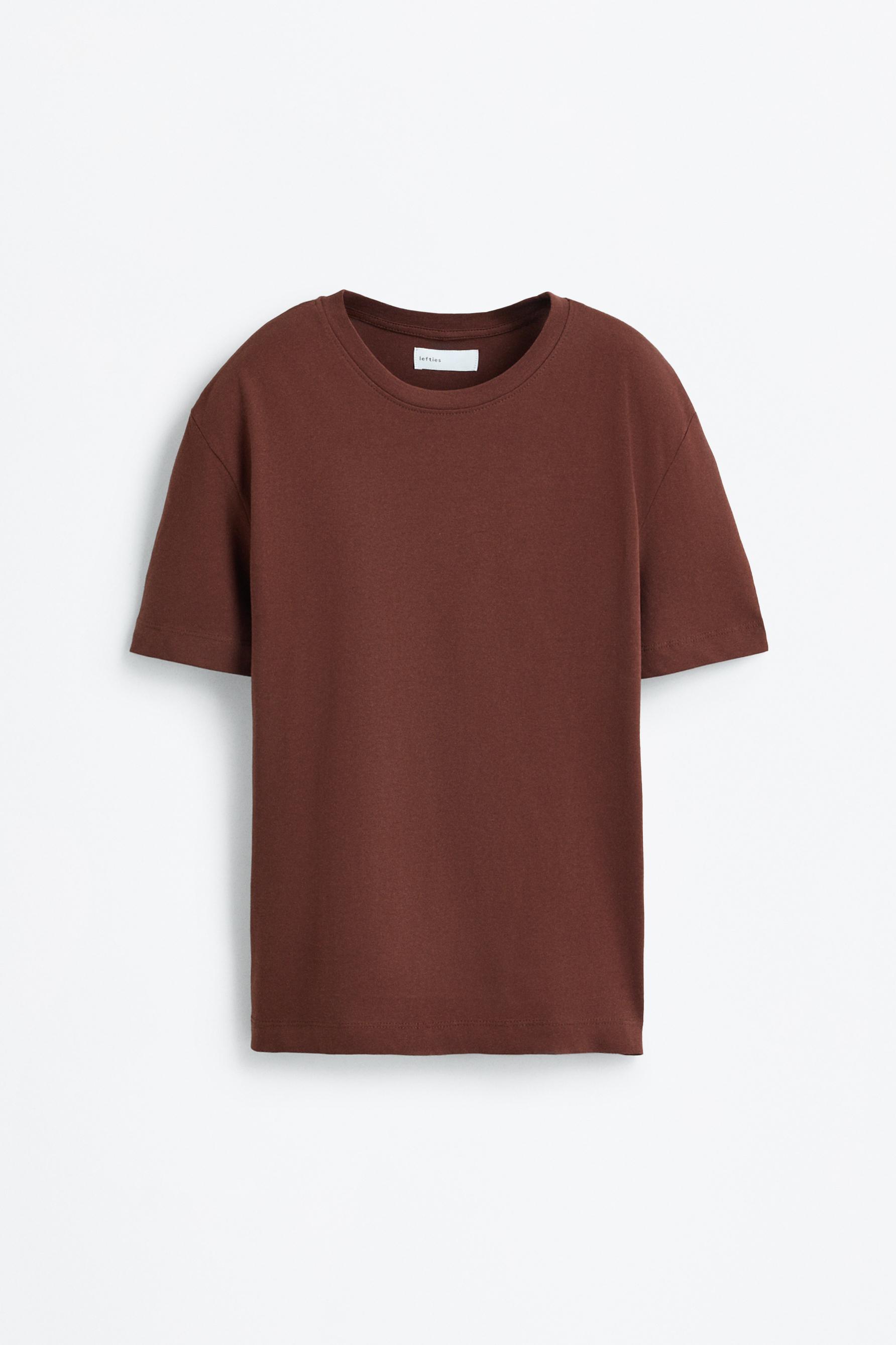 Basic round neck T-shirt — BROWN