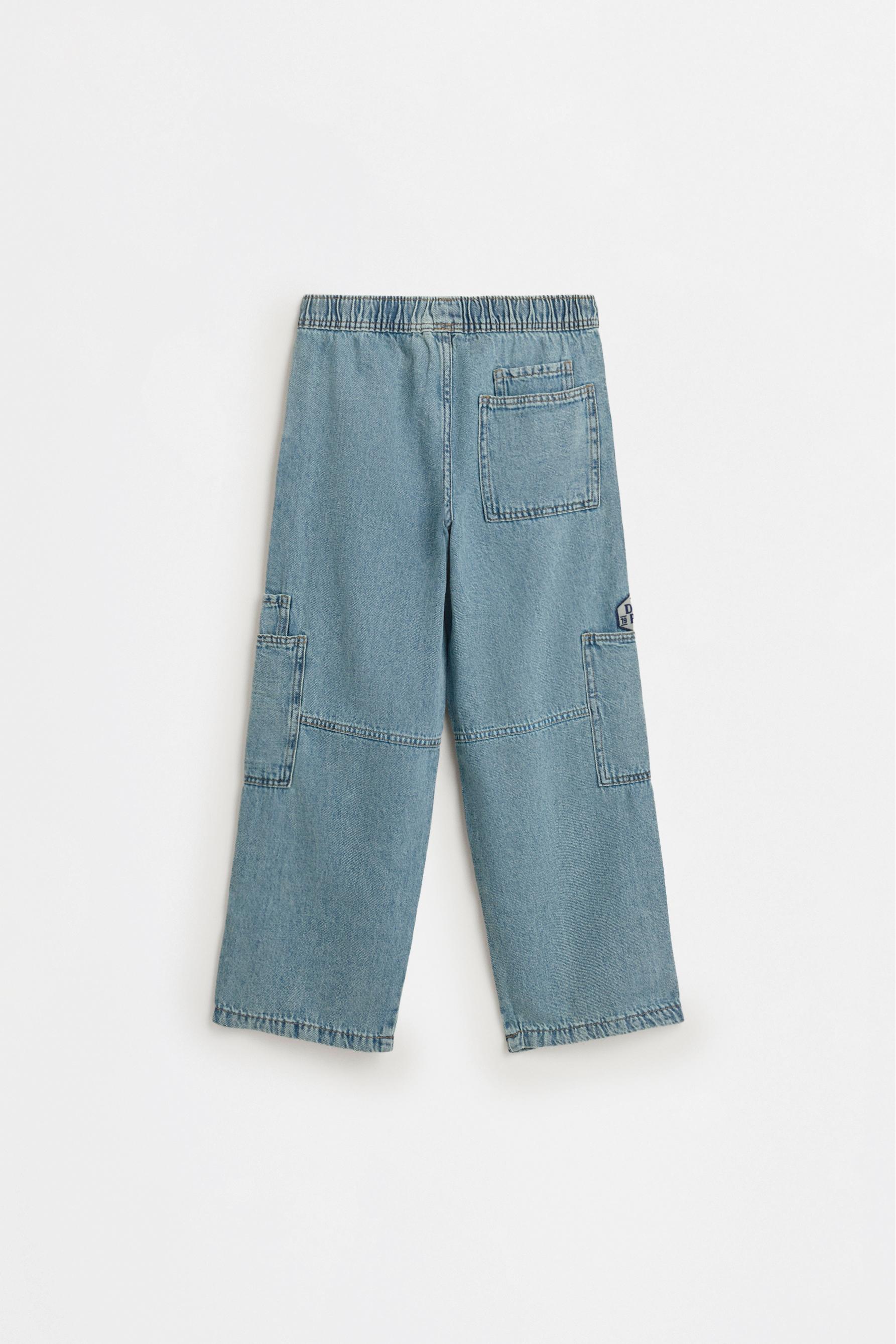 Wide-leg cargo jeans — MEDIUM BLUE