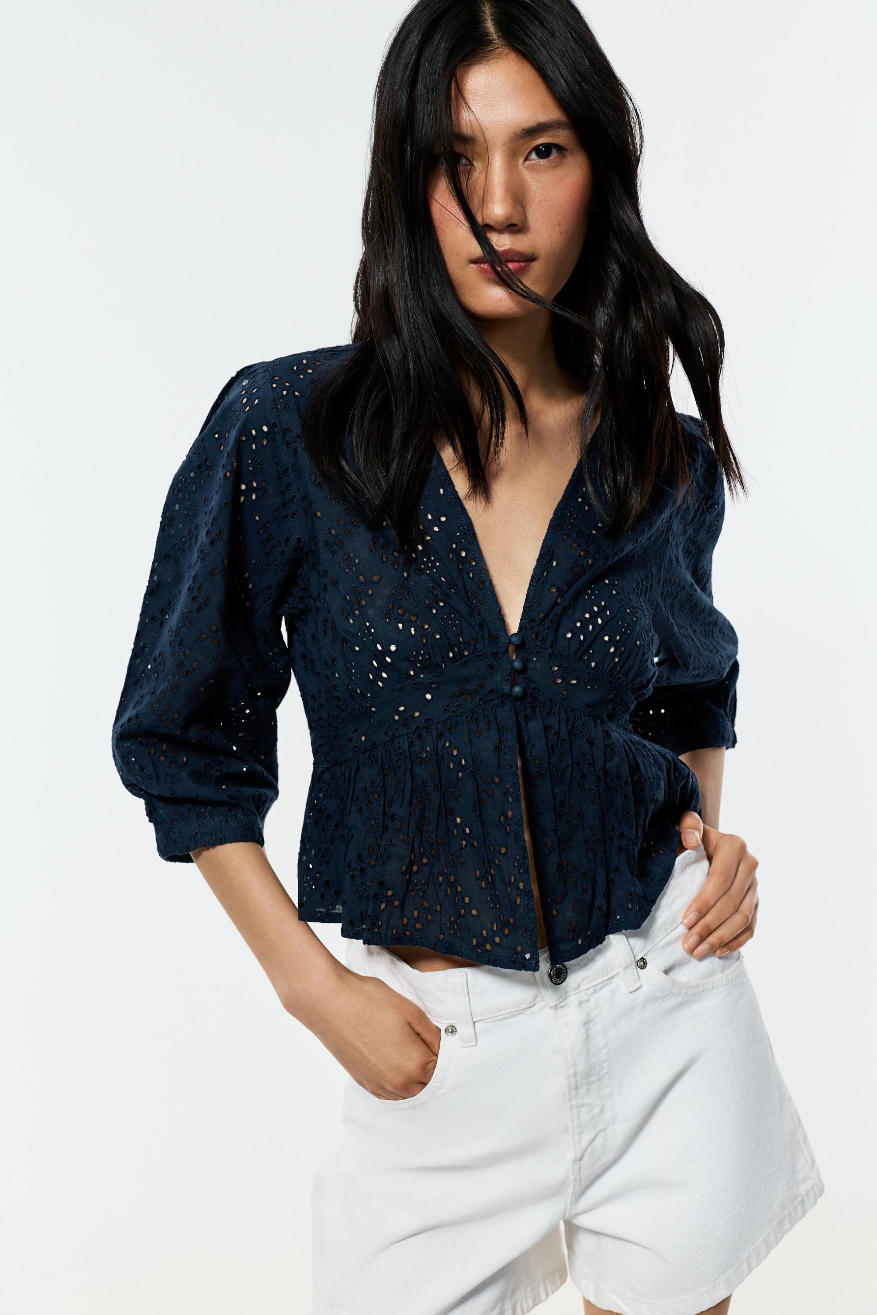 Swiss embroidery shirt — BLUE