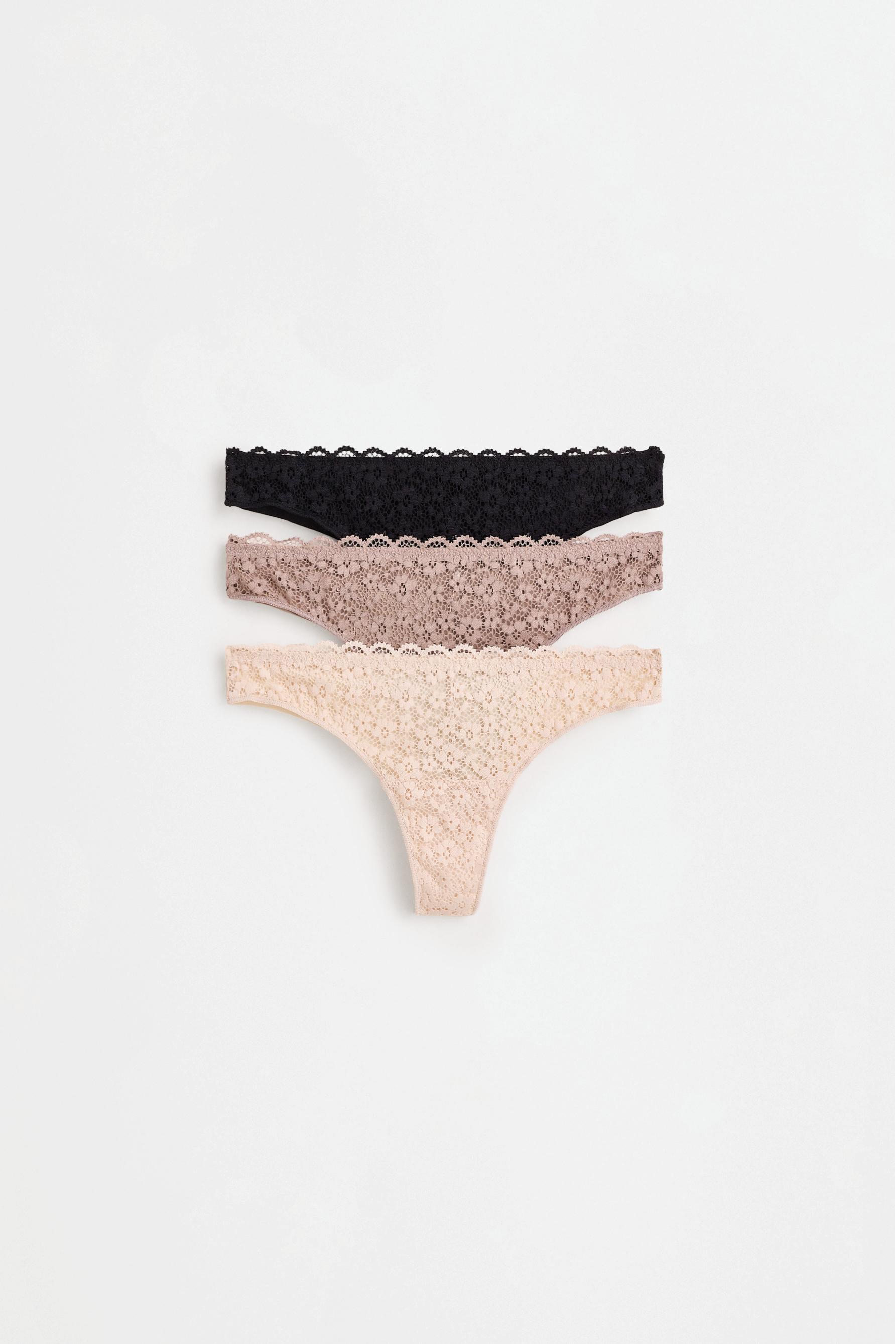 3-Pack of Brazilian lace briefs — BEIGE