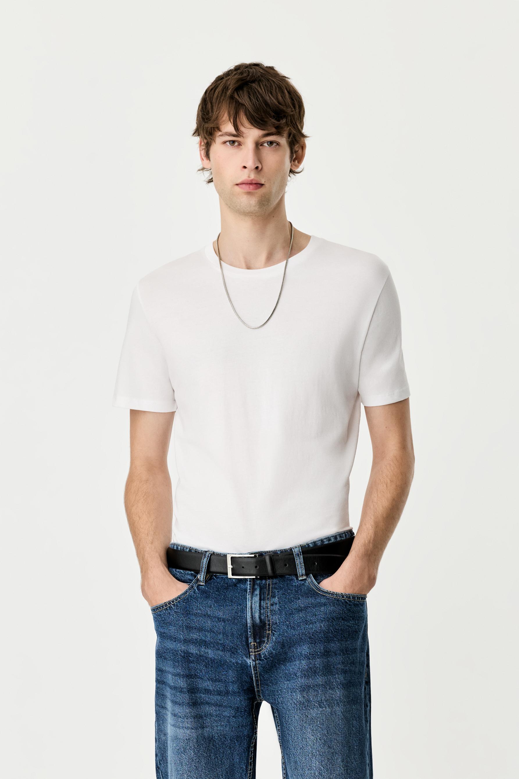 Soft slim fit T-shirt — WHITE