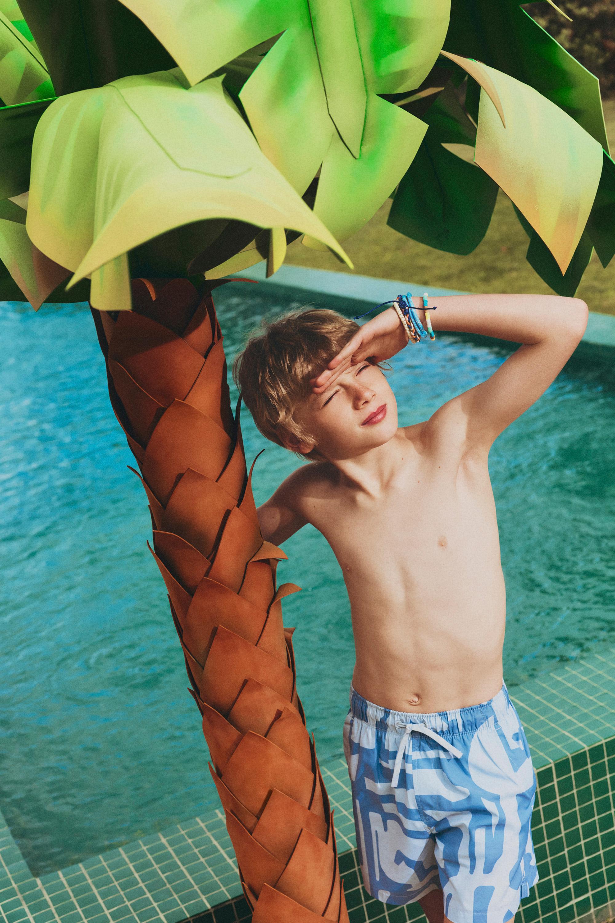 Printed swim shorts — GREY BLUE