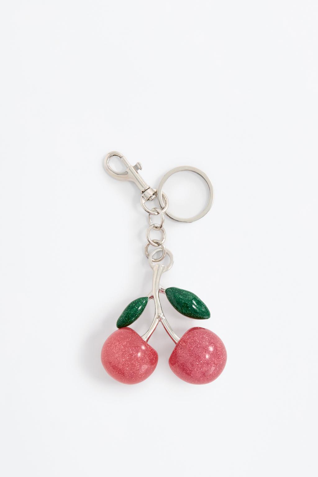 Glittery cherry keyring