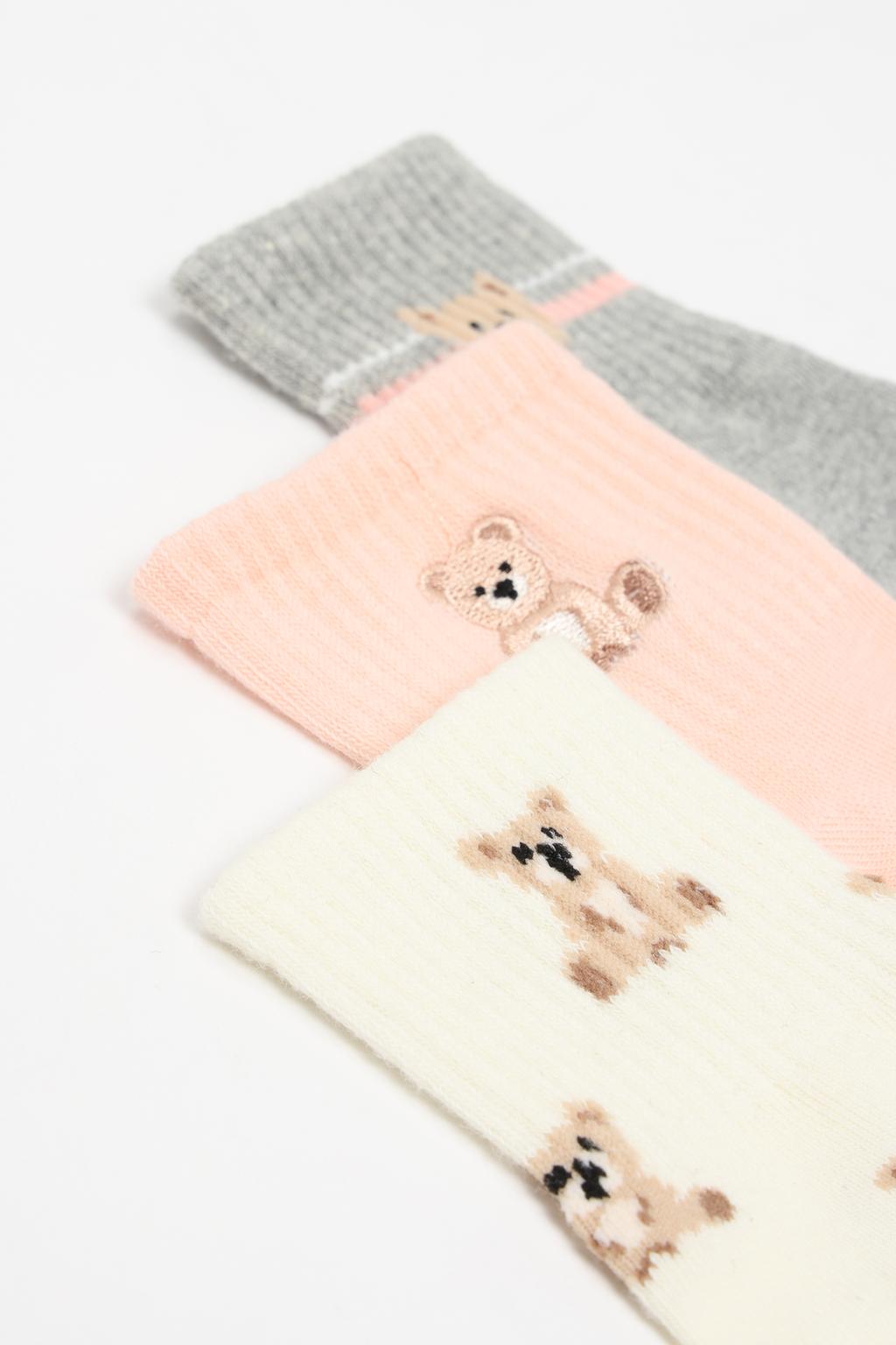 Pack of 3 pairs of ribbed bear socks