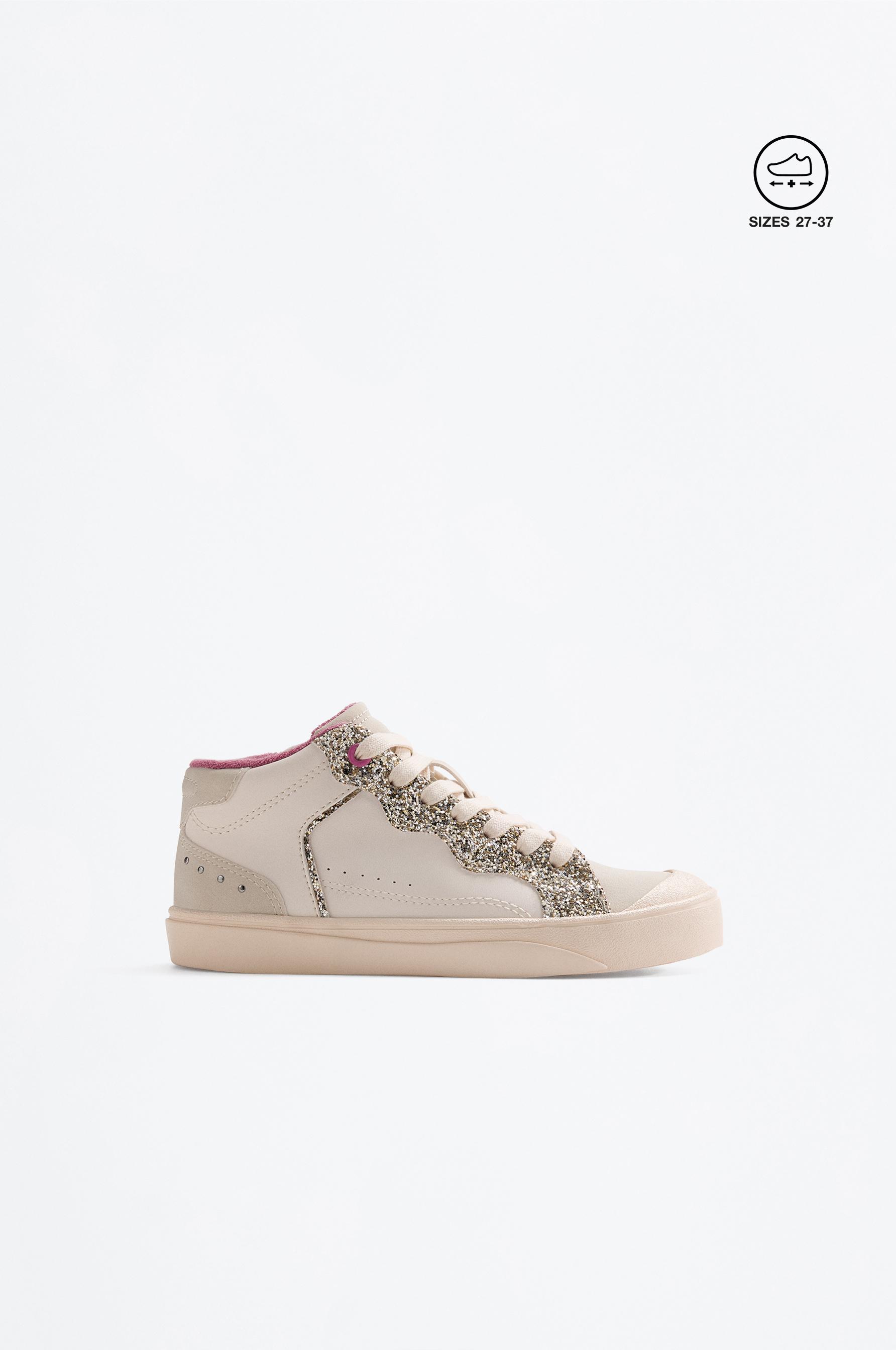 Ankle sneaker with rhinestones — ECRU