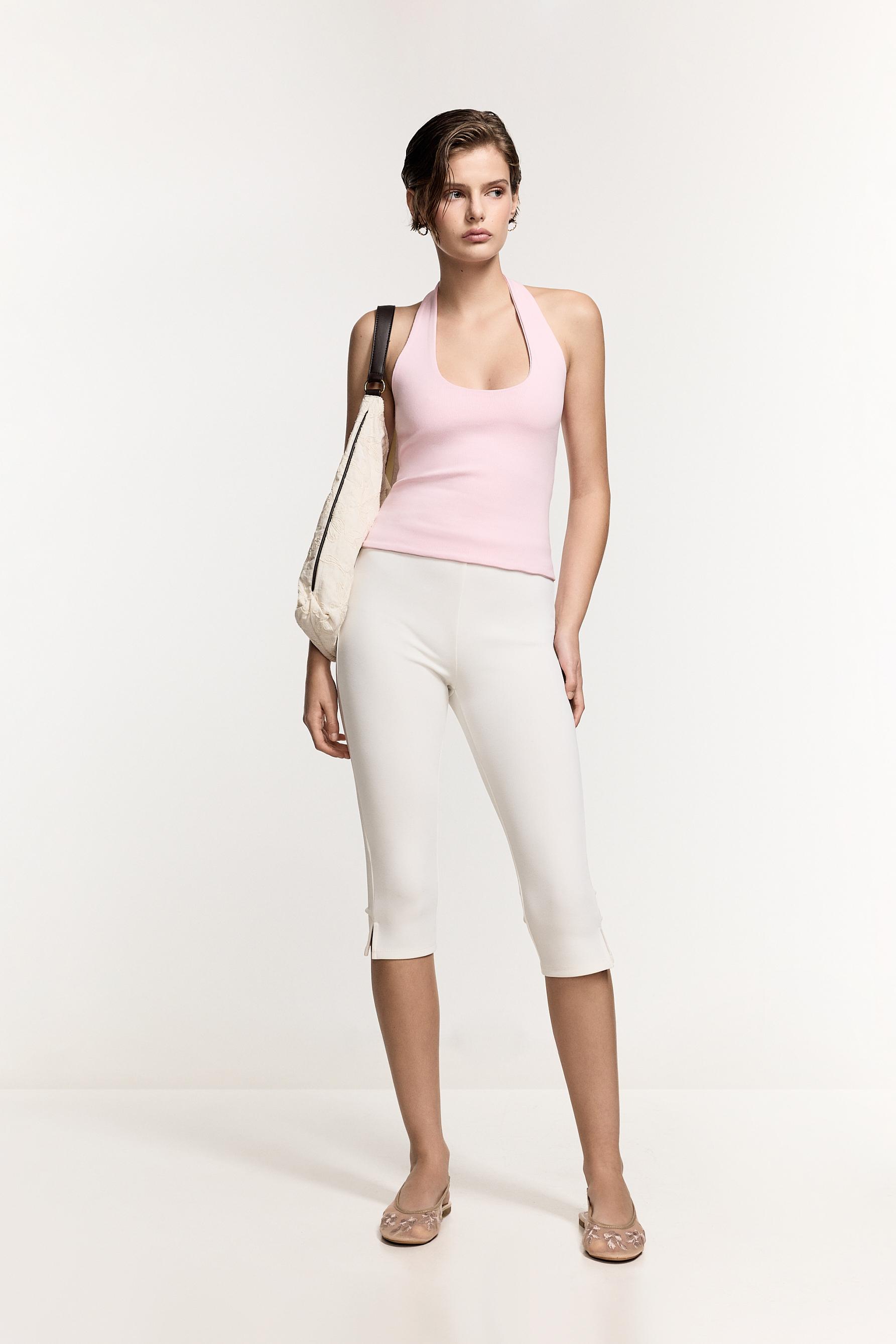 Basic ribbed halter top — PINK