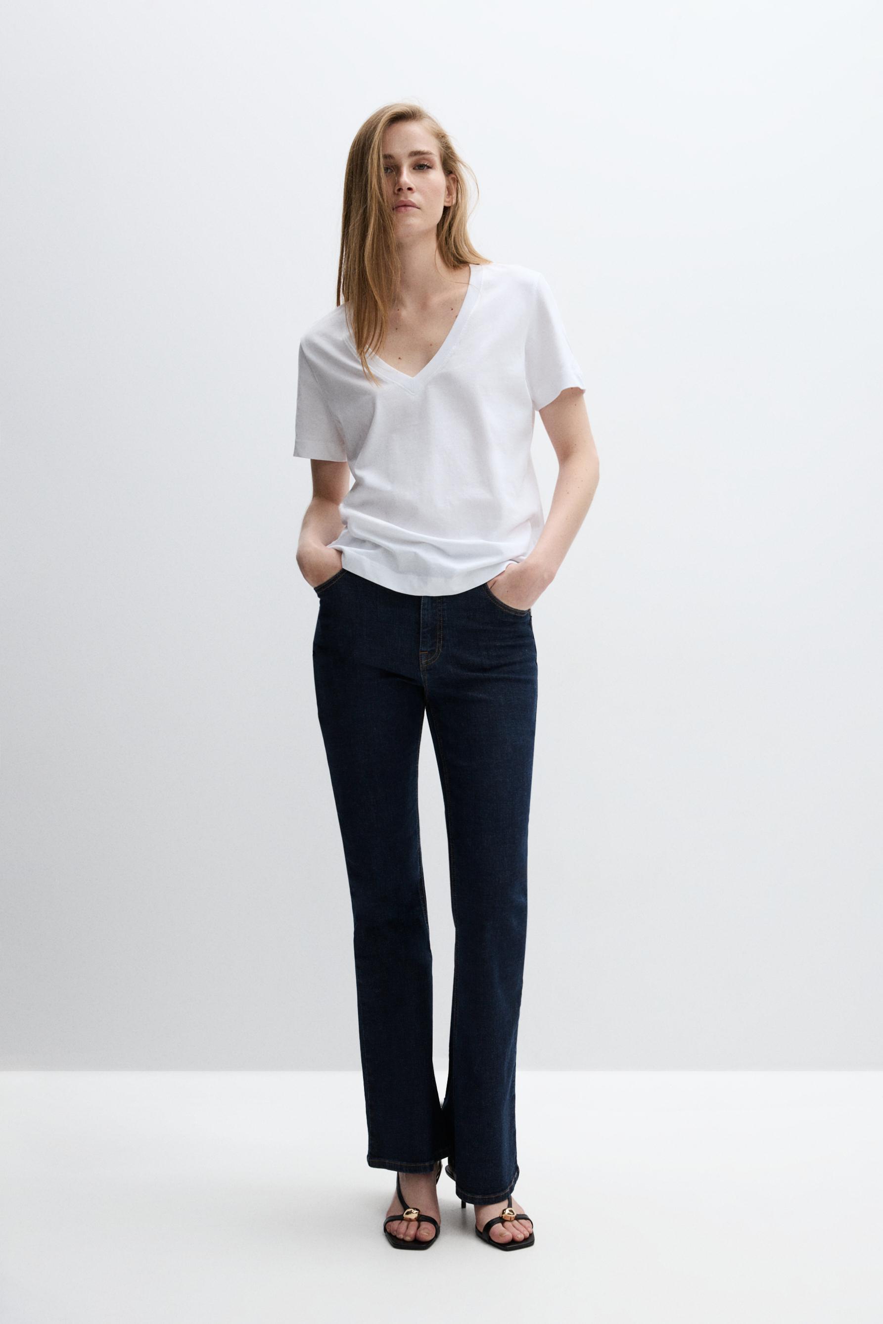 Basic V-neck T-shirt — WHITE