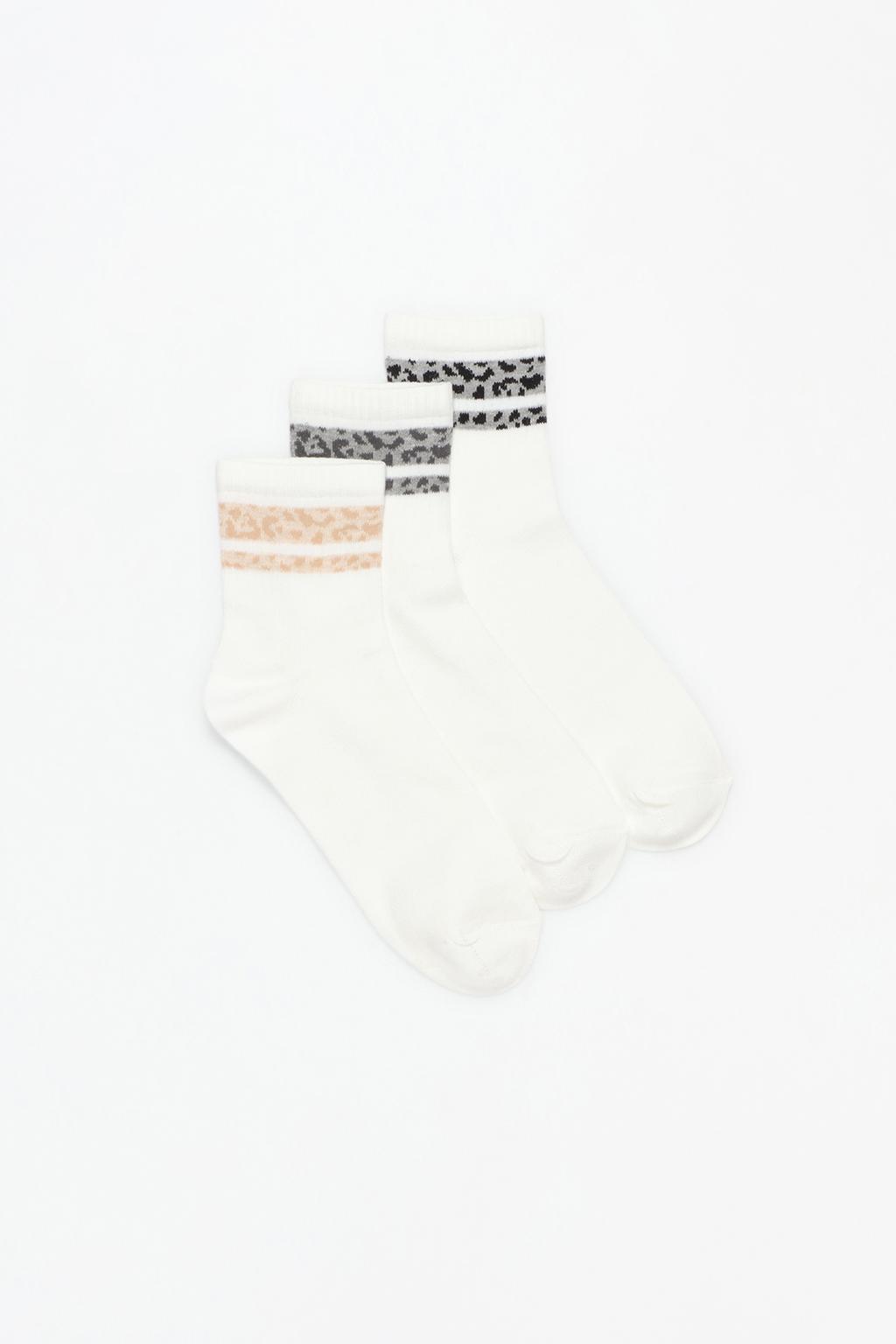 Pack of 3 pairs of ankle socks with animal print