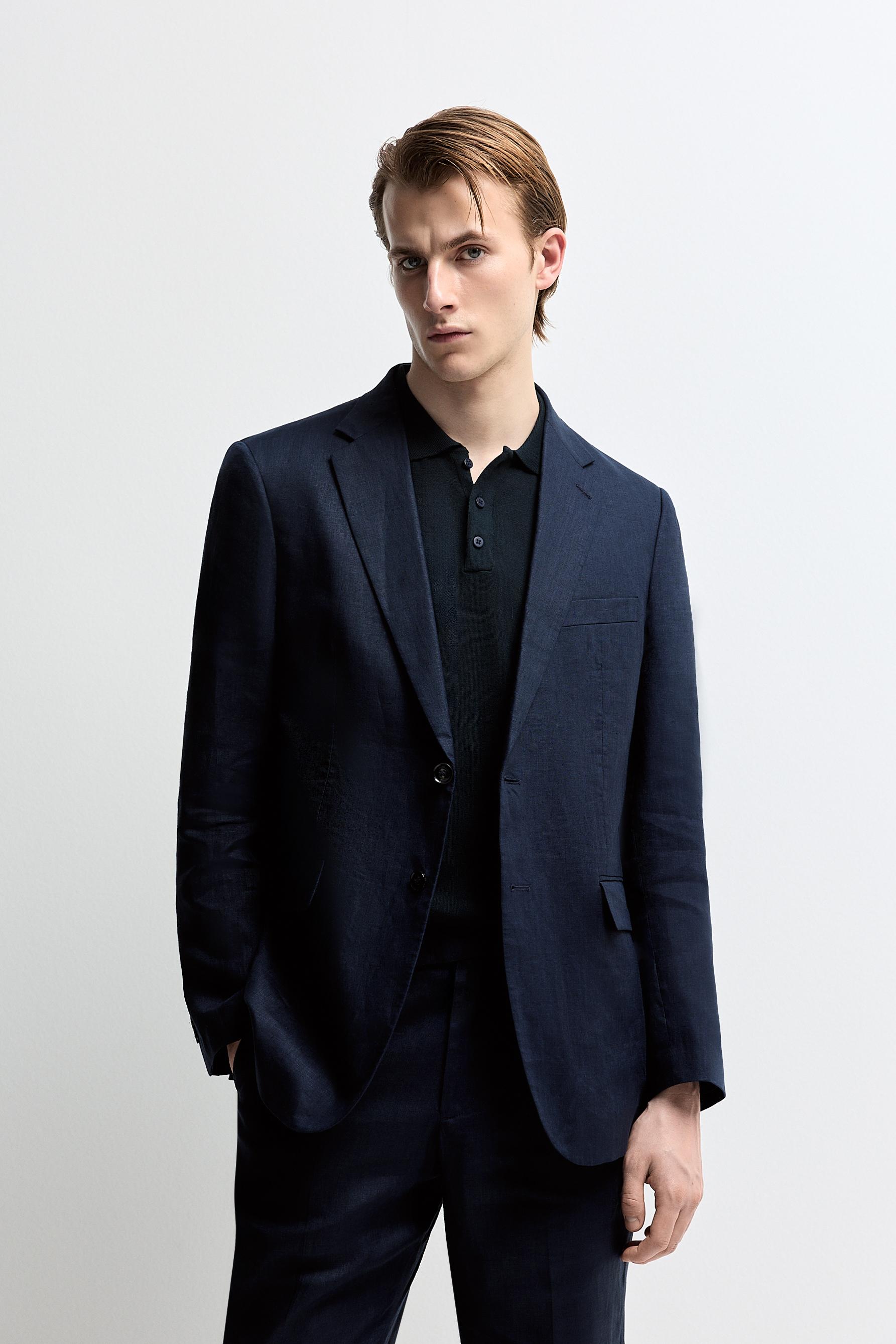 100% linen suit blazer — NAVY