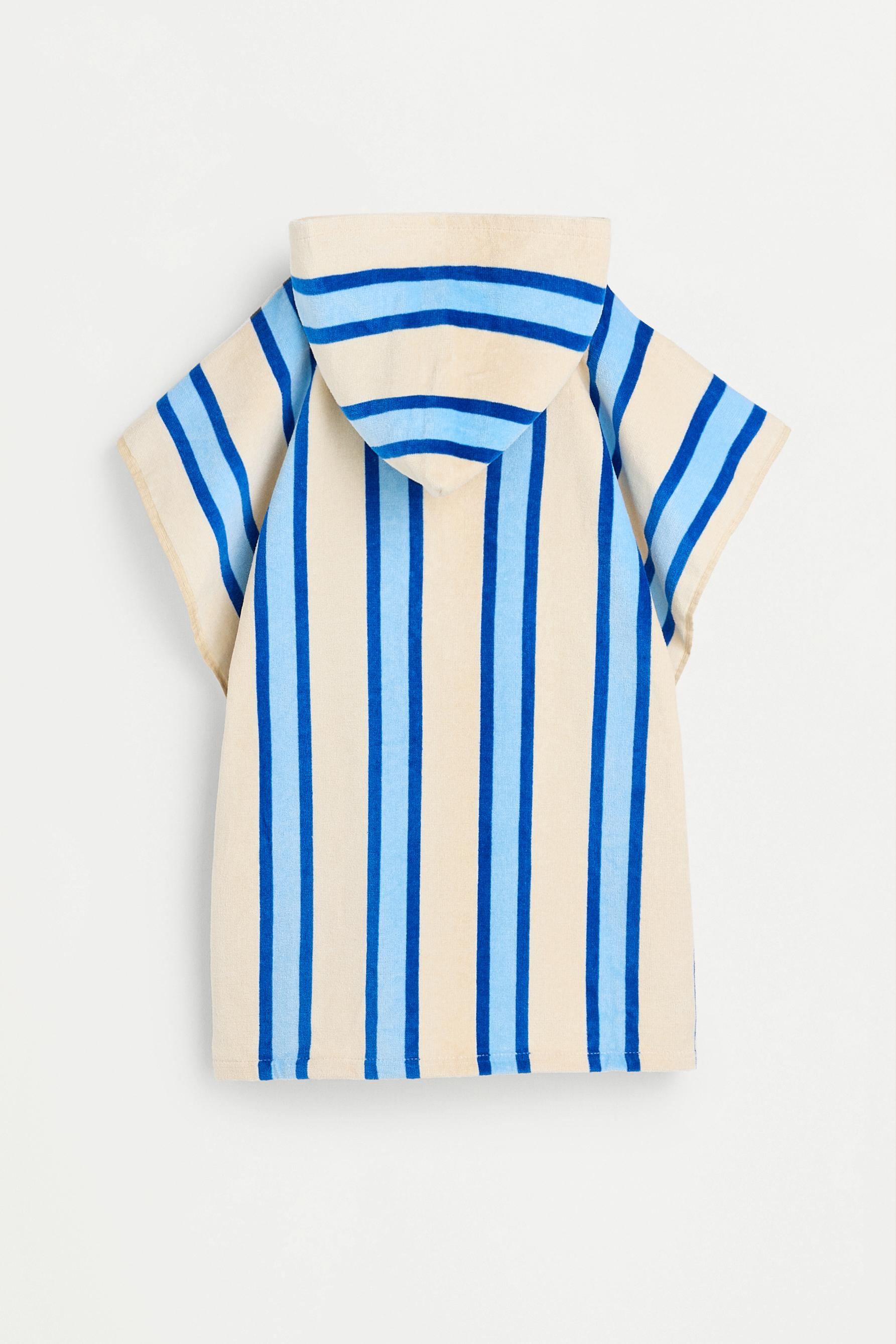 Kids' Blue Stripe Poncho Towel — BLUE