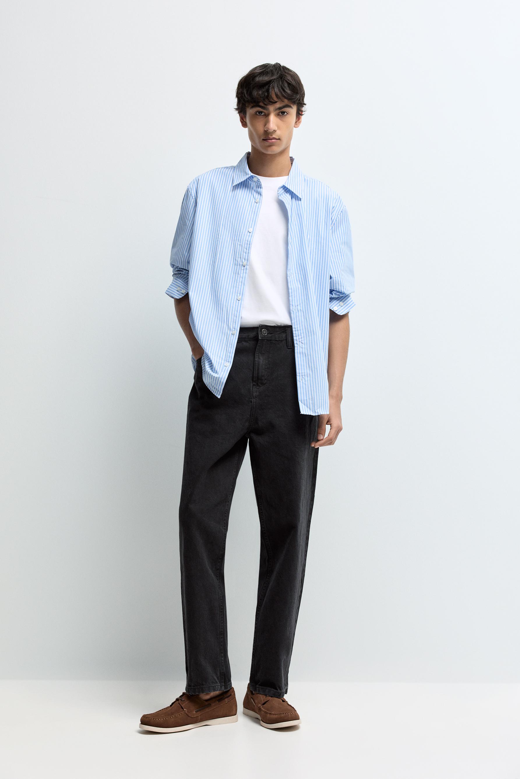 Striped regular fit shirt — PALE BLUE