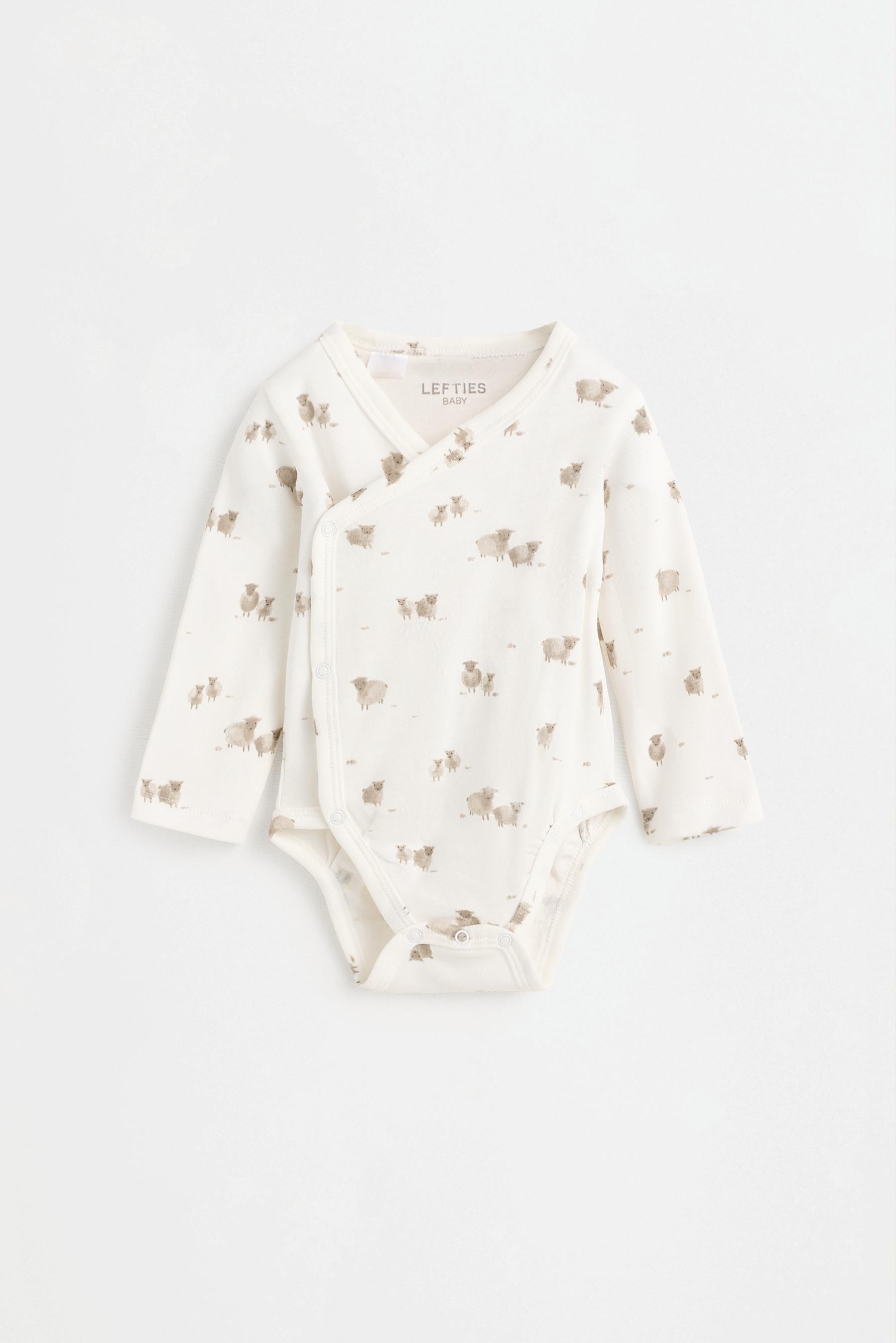 Printed bodysuit, footed leggings and hat set — TAUPE BROWN