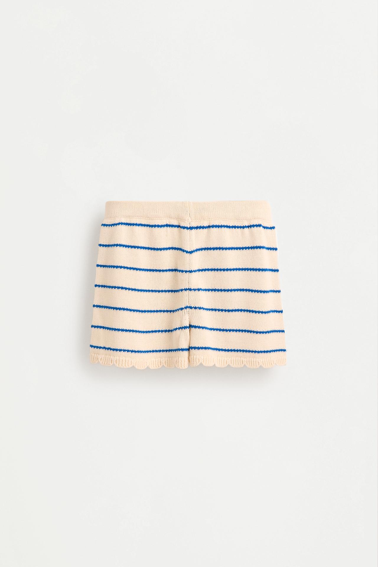 Girl's striped beige shorts — ECRU/BLUE