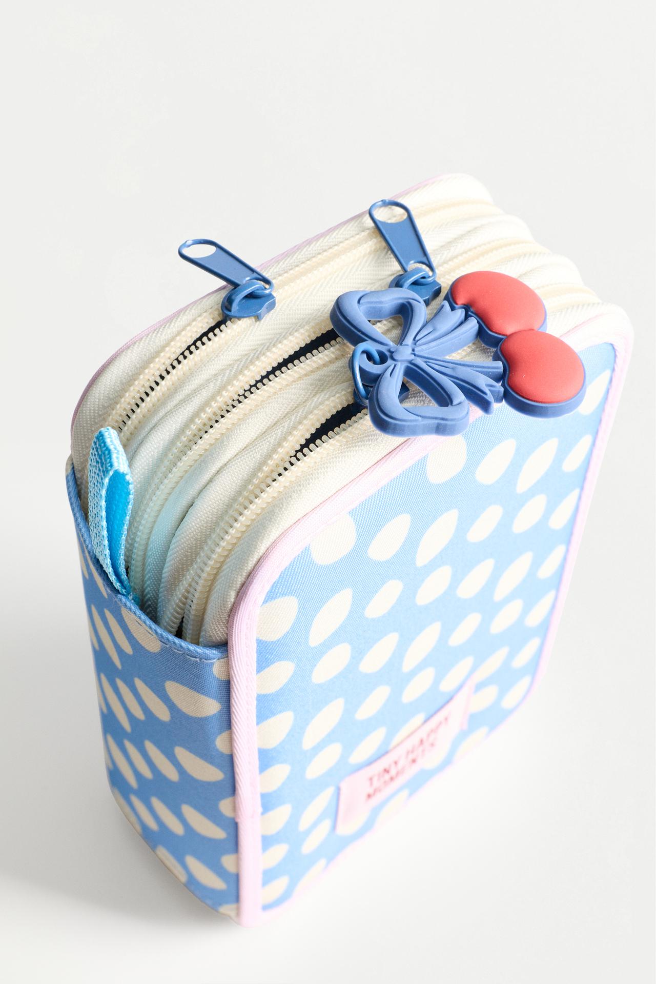 Three-compartment cherry pencil case — PASTEL PINK