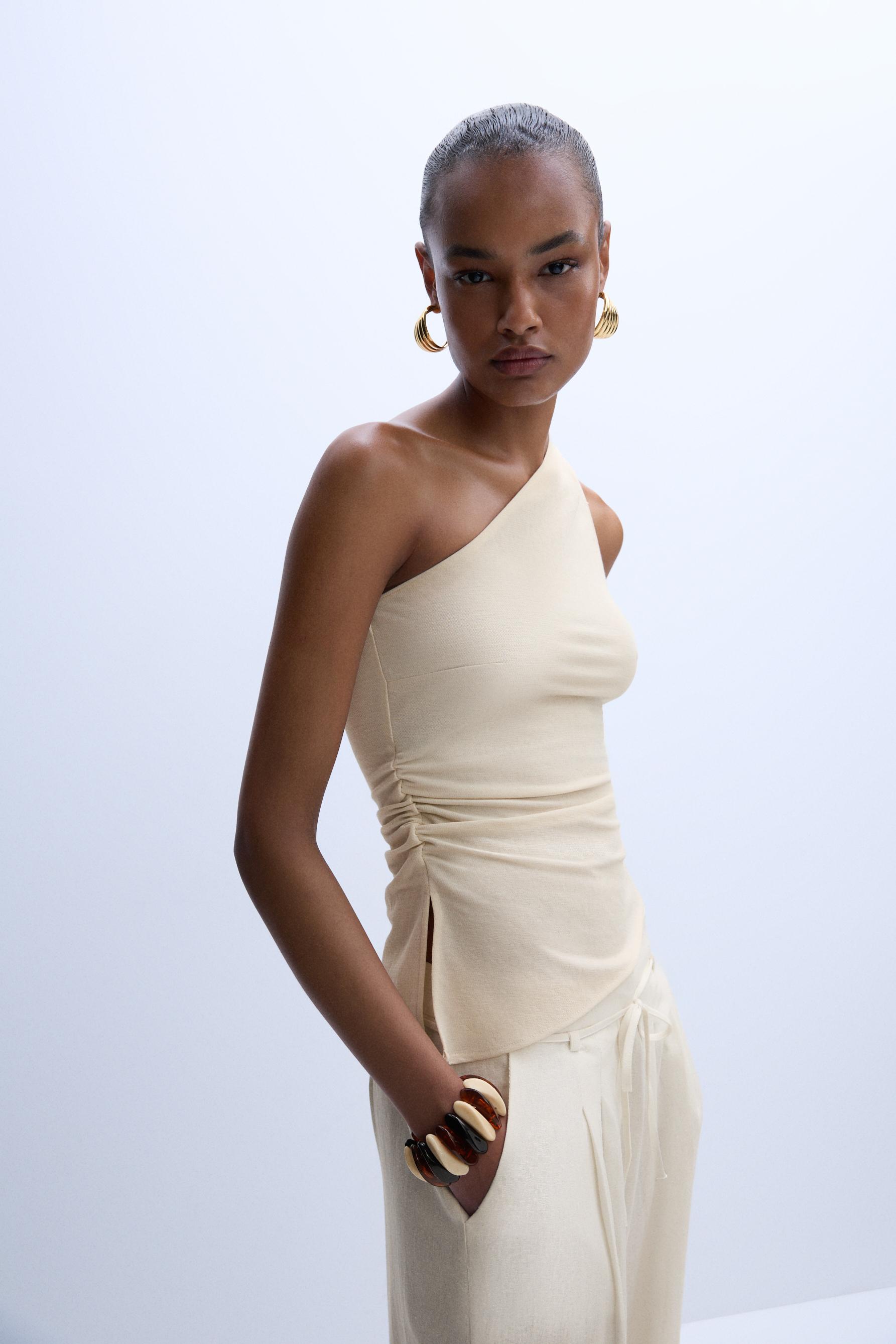 Top rústico asimétrico