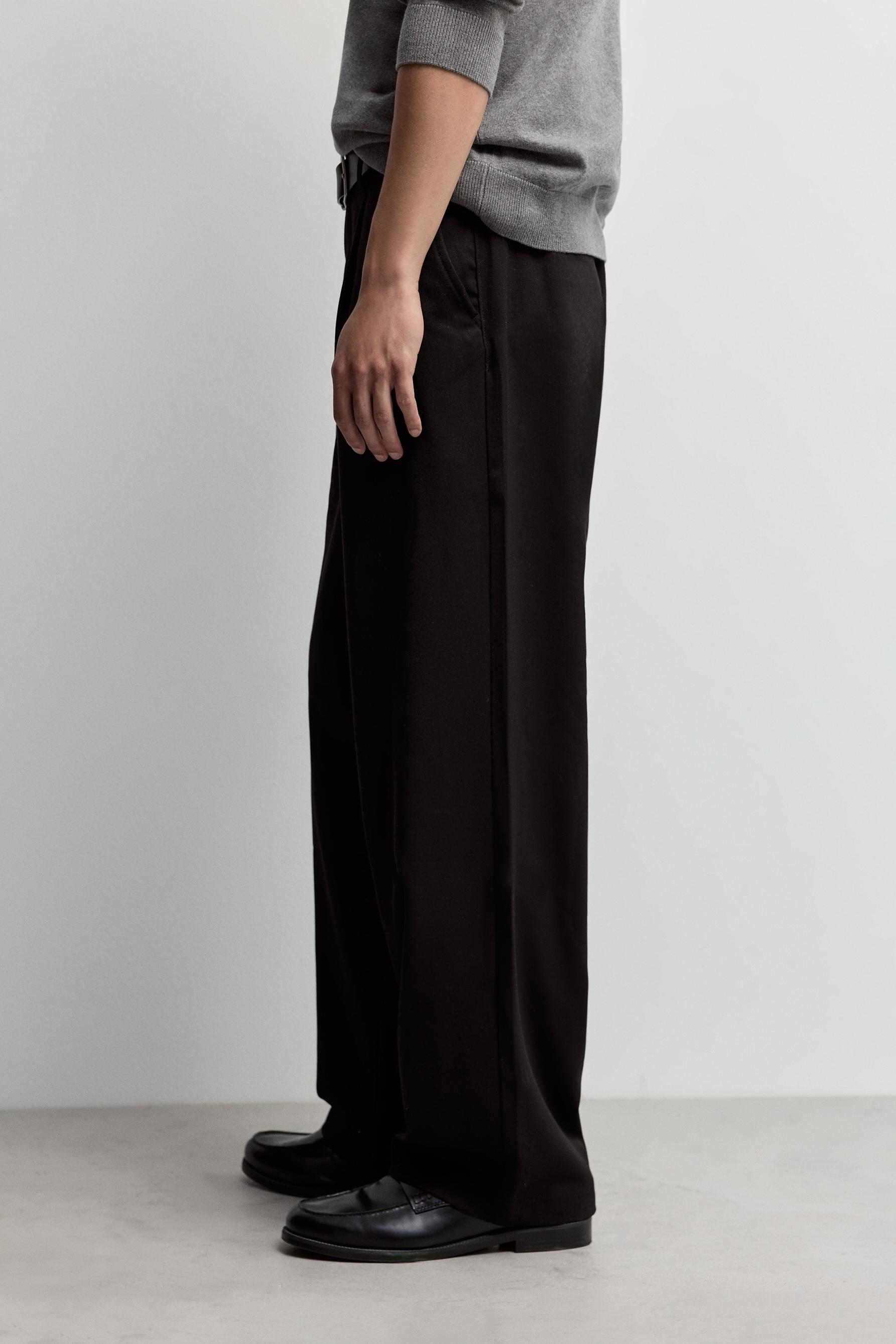 Wide-leg tailored trousers — BLACK