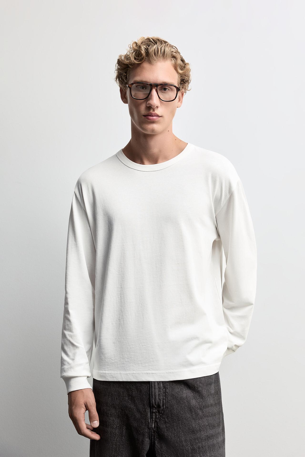Medium-weight jersey long sleeve T-shirt — OFF WHITE