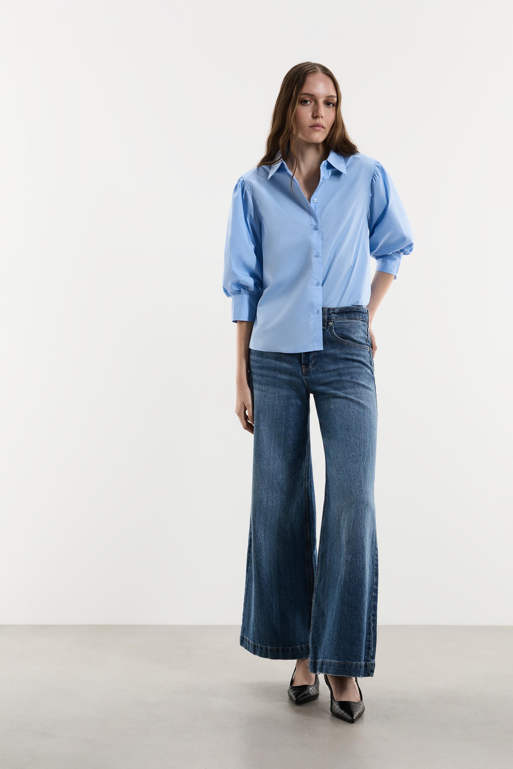 Balloon sleeve blouse — PALE BLUE