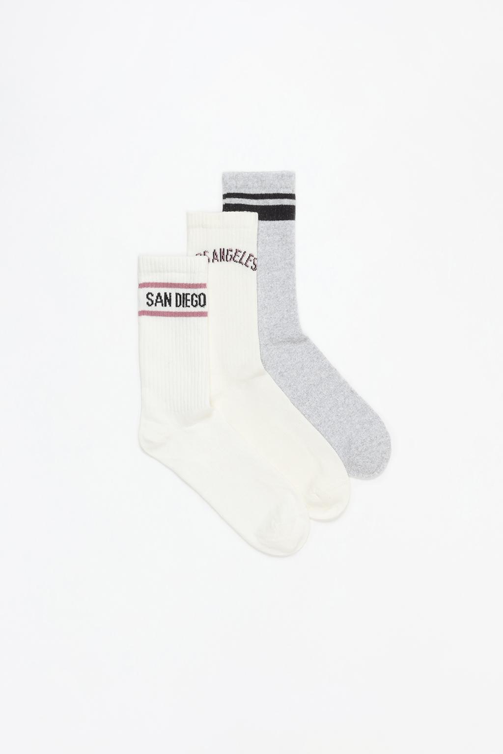 Pack of 3 pairs of contrast socks