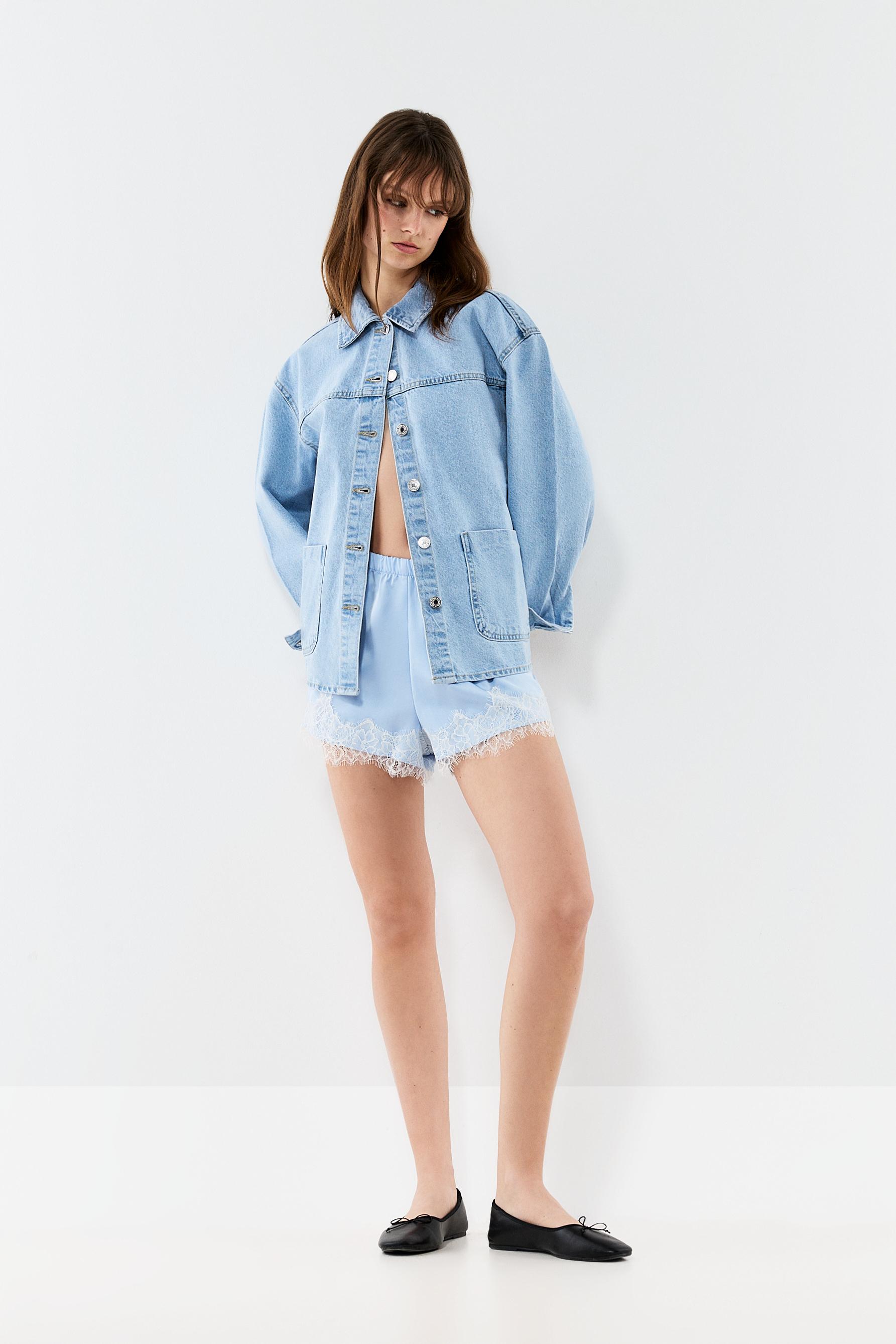Denim overshirt with pockets — PALE BLUE