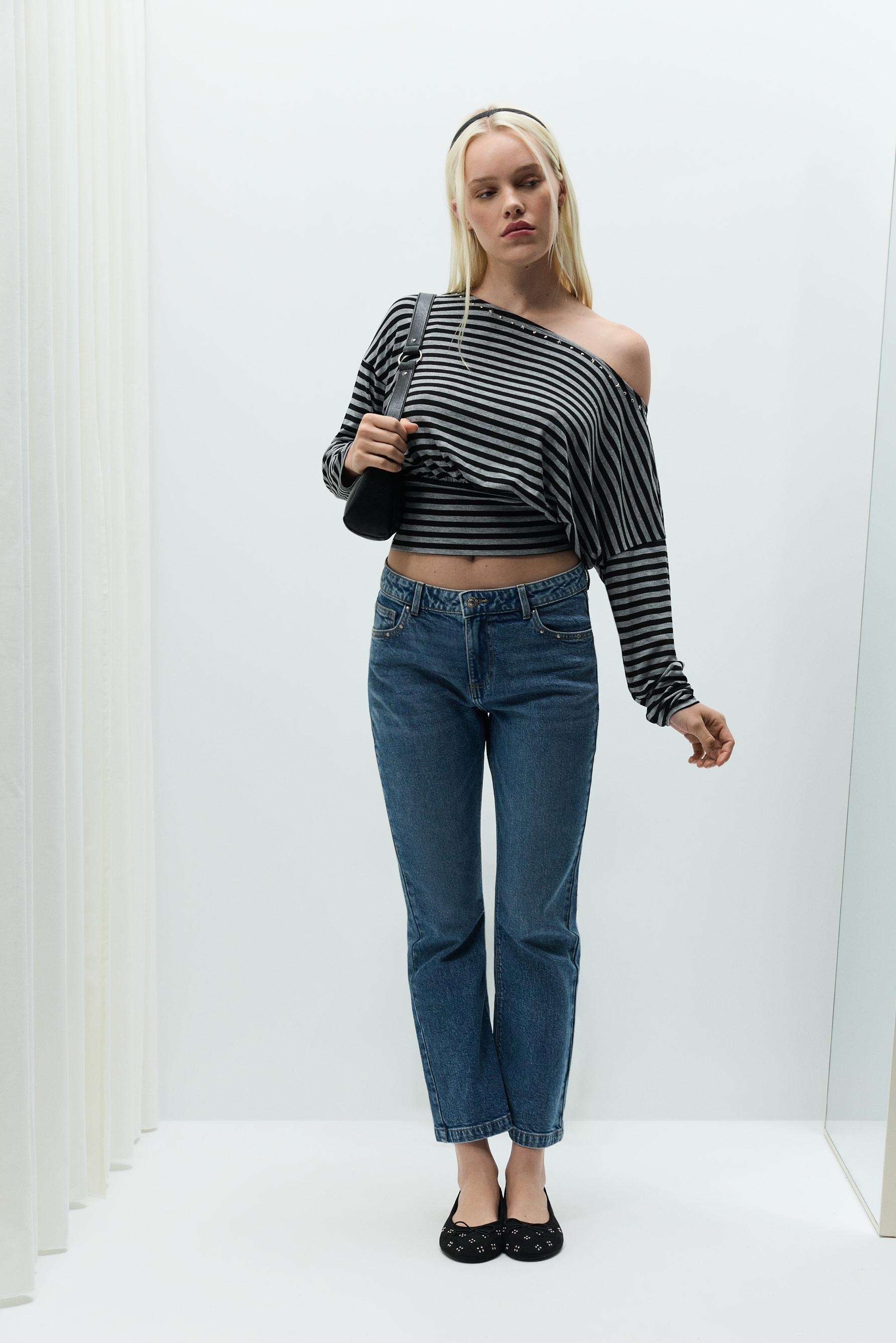 Drop-shoulder T-shirt — BLACK MARL