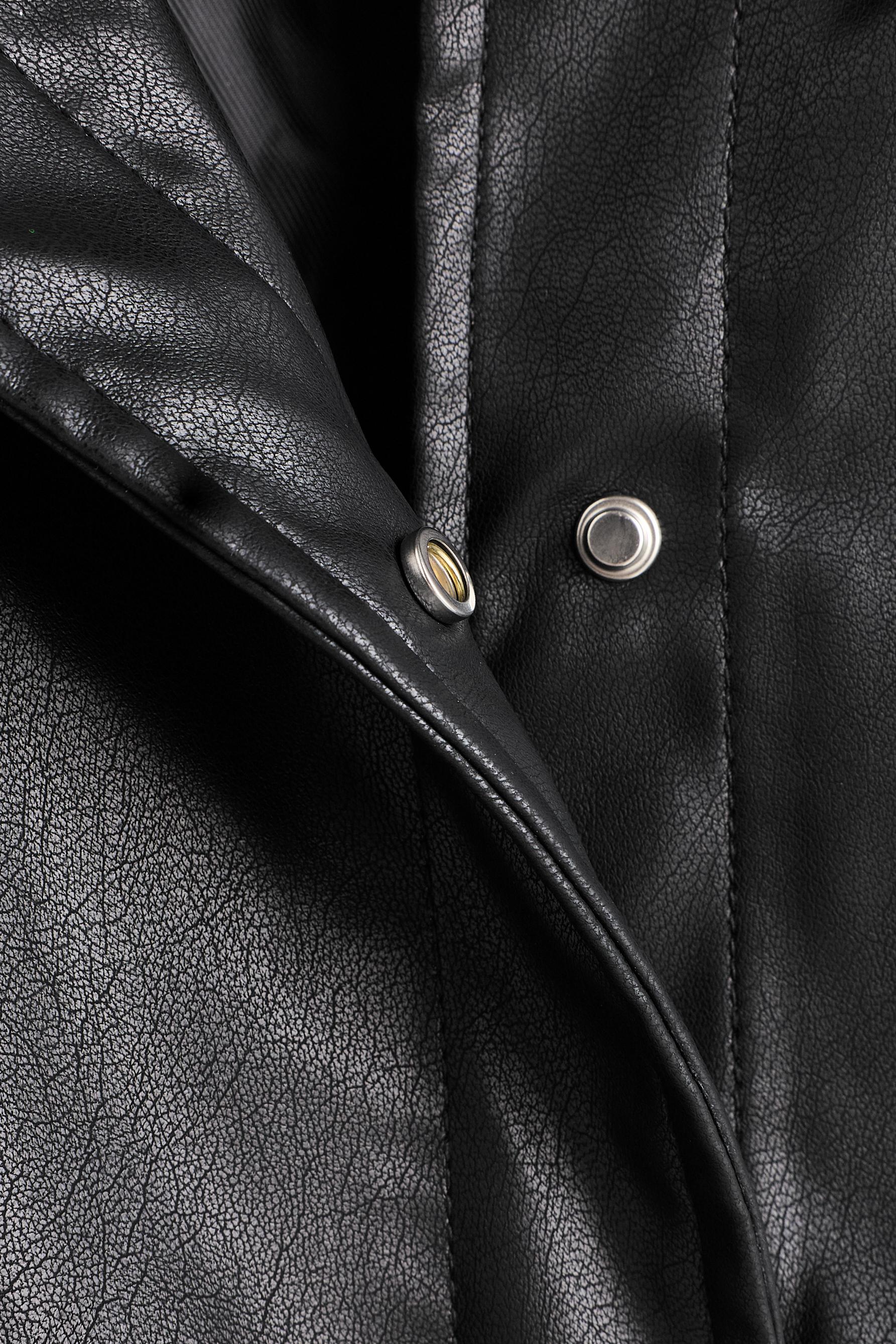 Cropped leather effect bomber jacket — BLACK