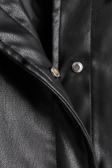 Cropped leather effect bomber jacket — BLACK 7