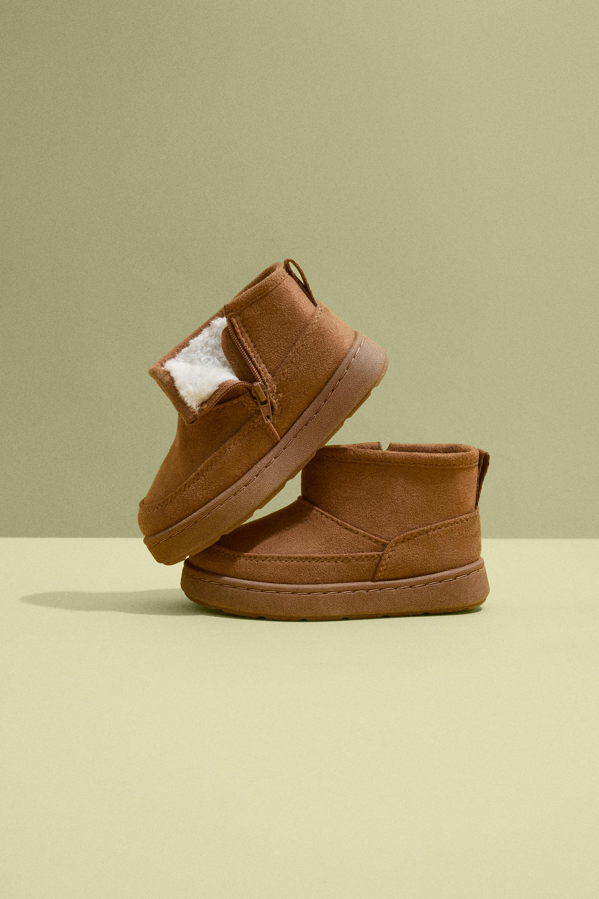 Lined faux fur boot — BEIGE