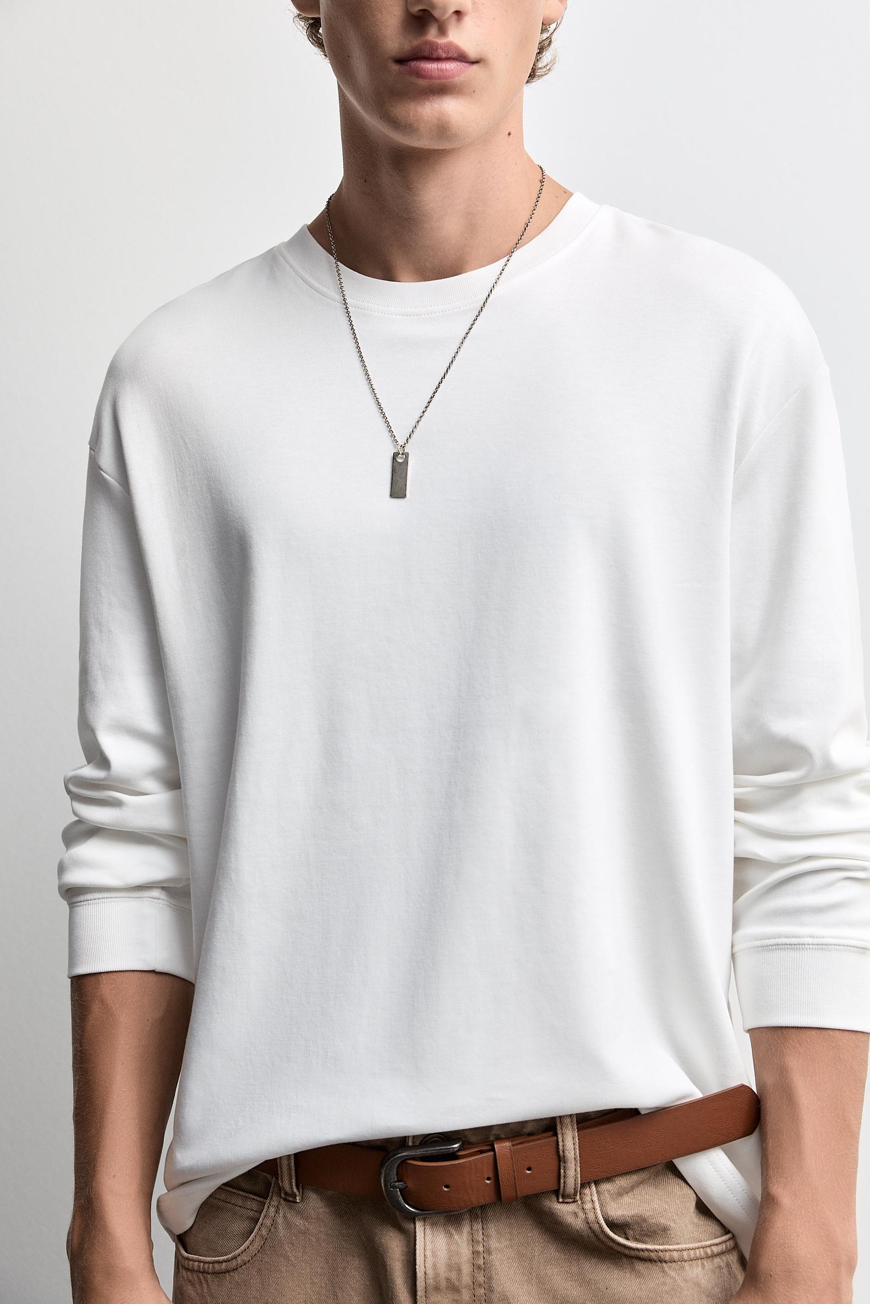 Long sleeve interlock T-shirt — OFF WHITE