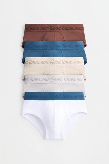 Briefs with text (Pack of 5) — BROWN 6