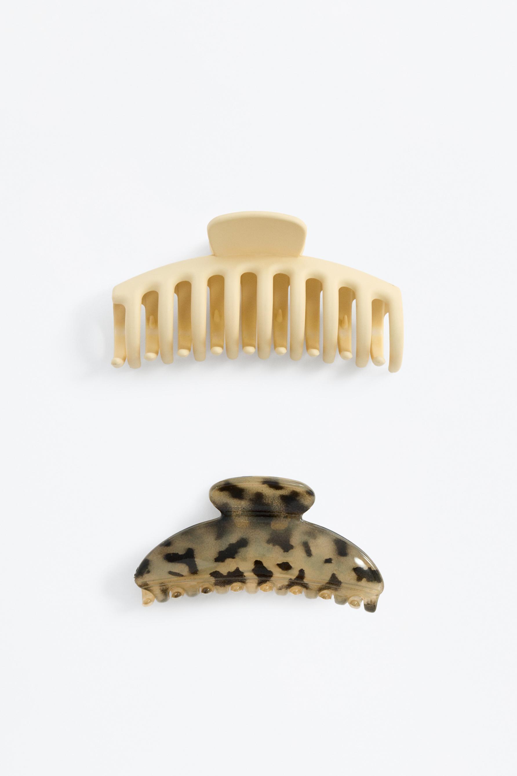 Pack of 2 assorted hair clips — ECRU