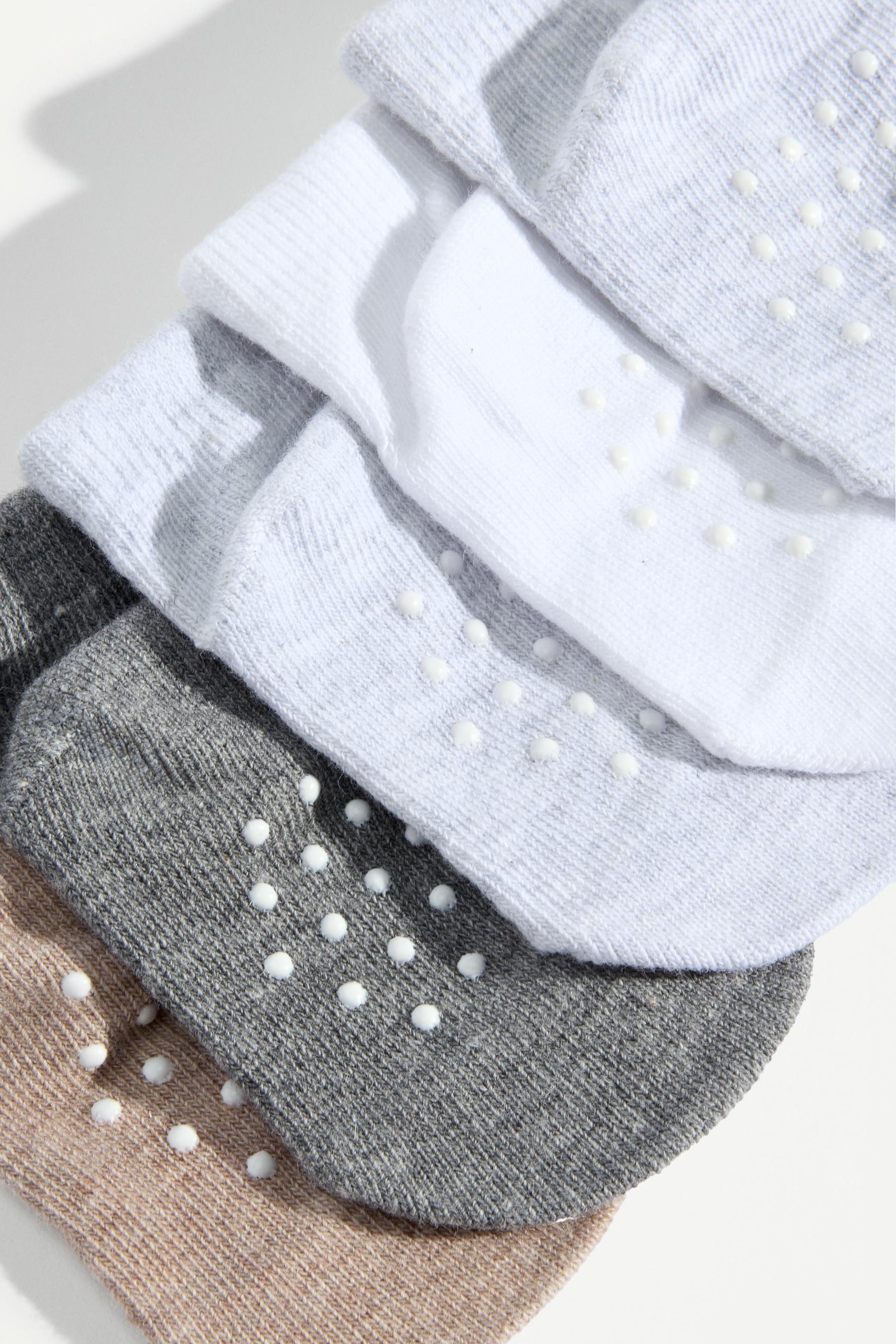 Non-slip short socks (5-pack) — GREY TONES