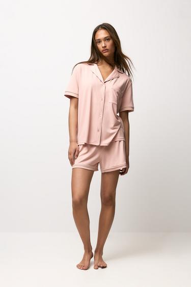 Short shirt-style pyjamas — PASTEL PINK 1