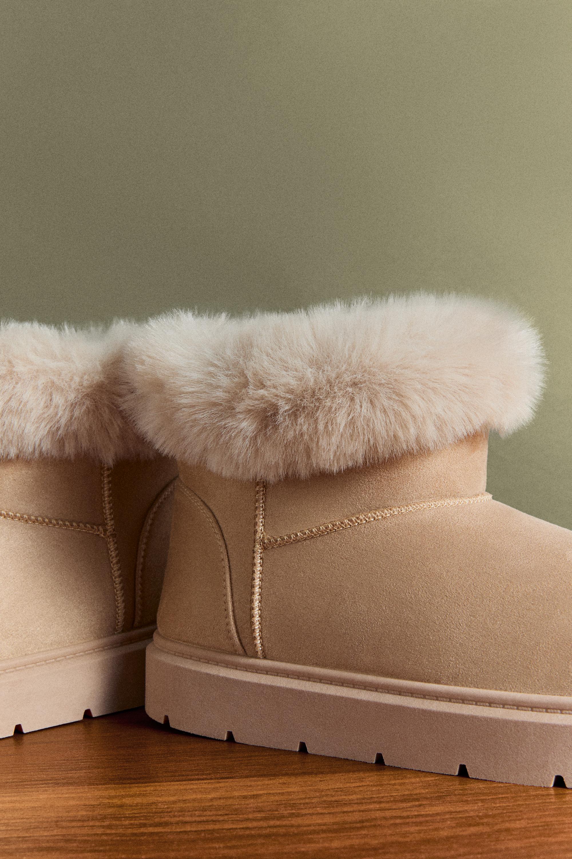 Lined fur ankle boots — BROWN