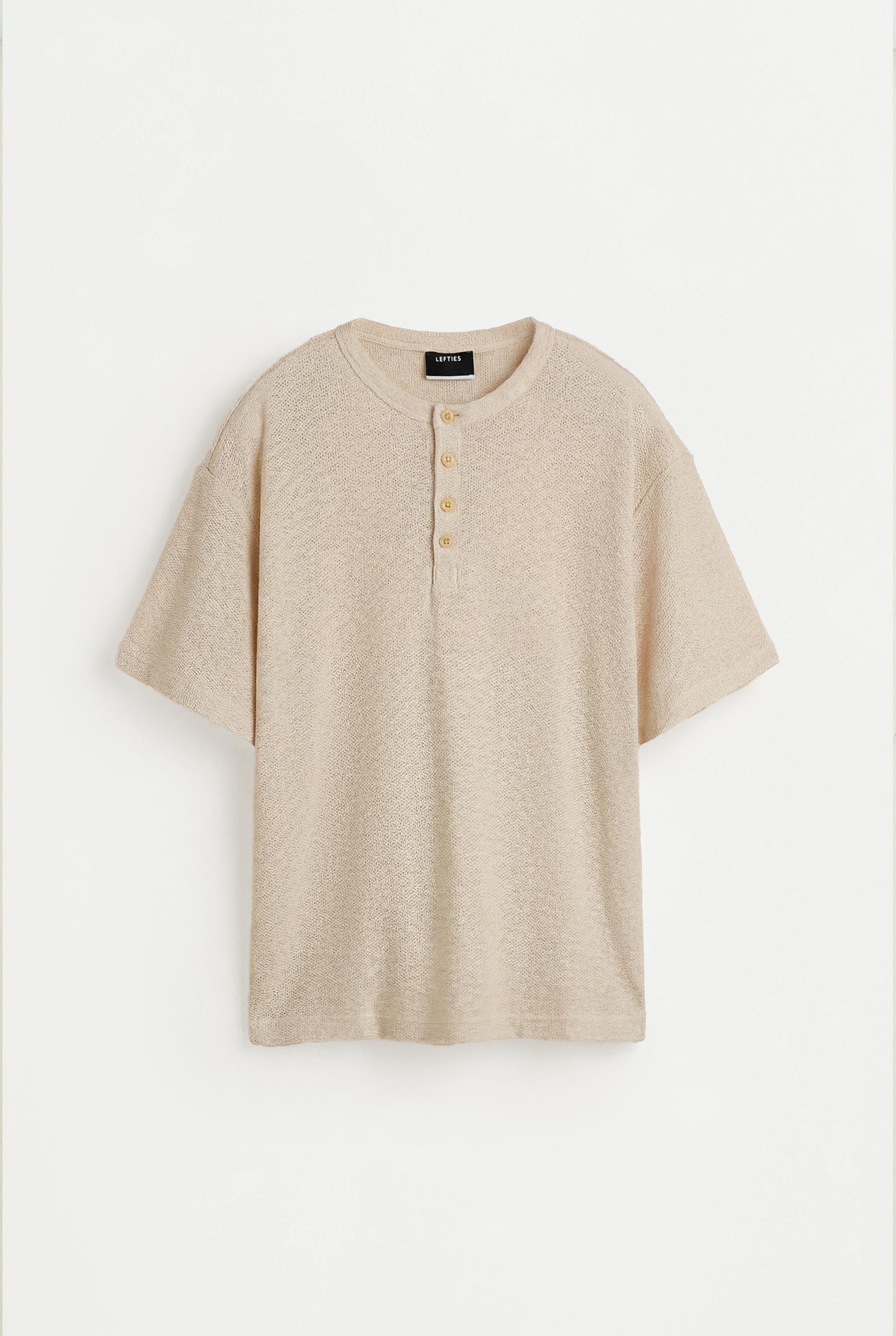 Rustic henley T-shirt — CAMEL