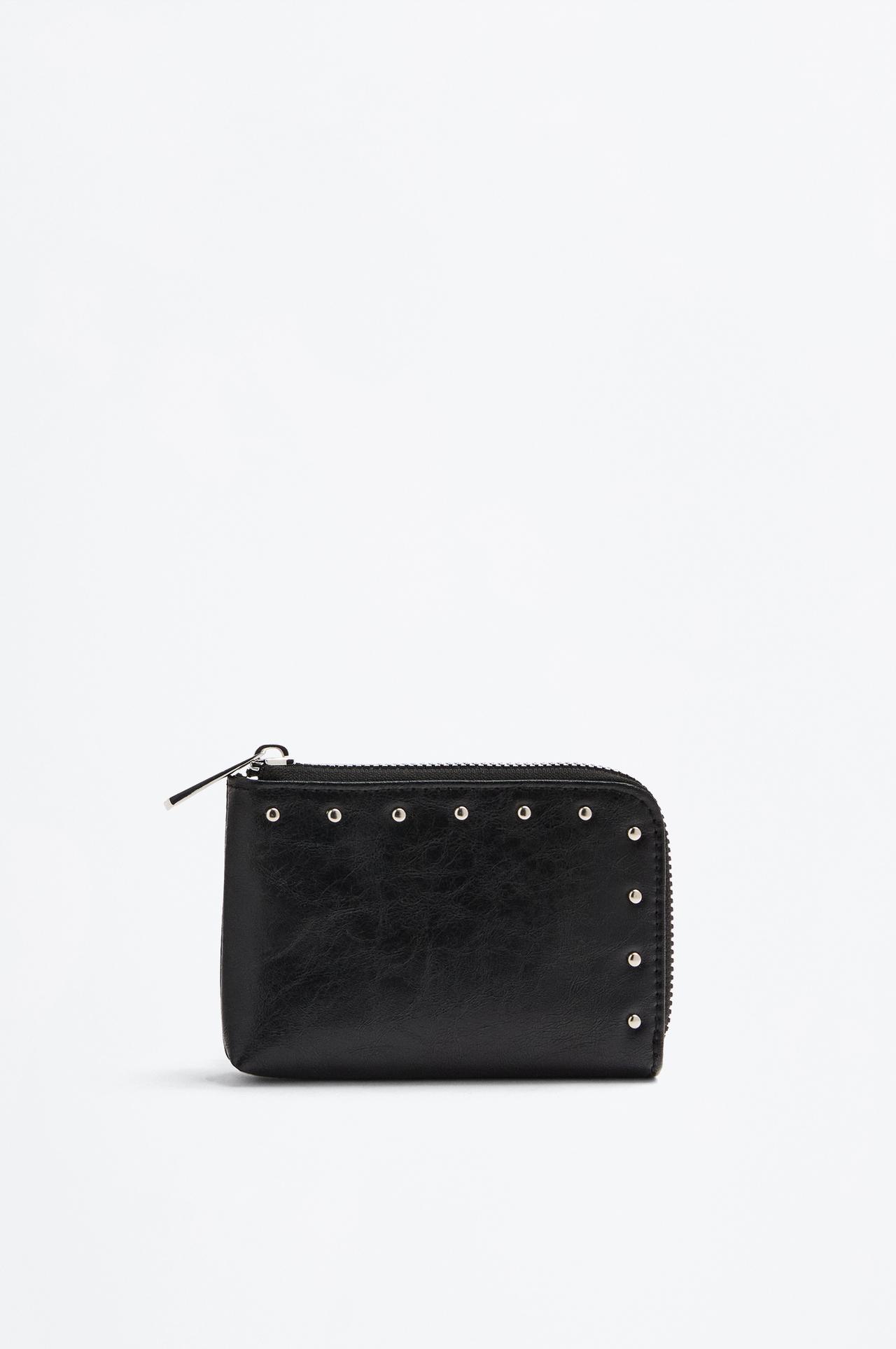 Studded textured wallet — BLACK