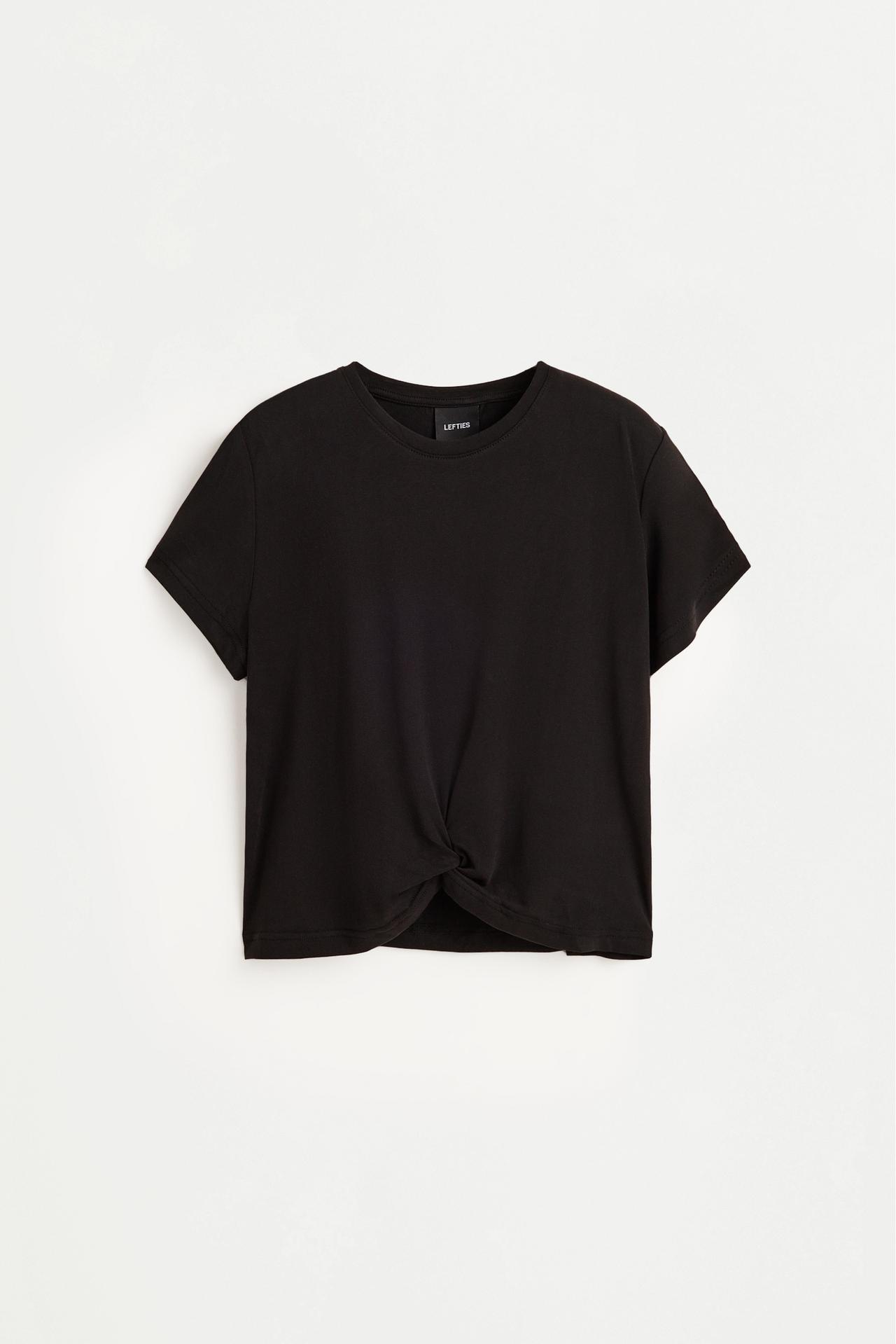 Flowing gathered T-shirt — BLACK