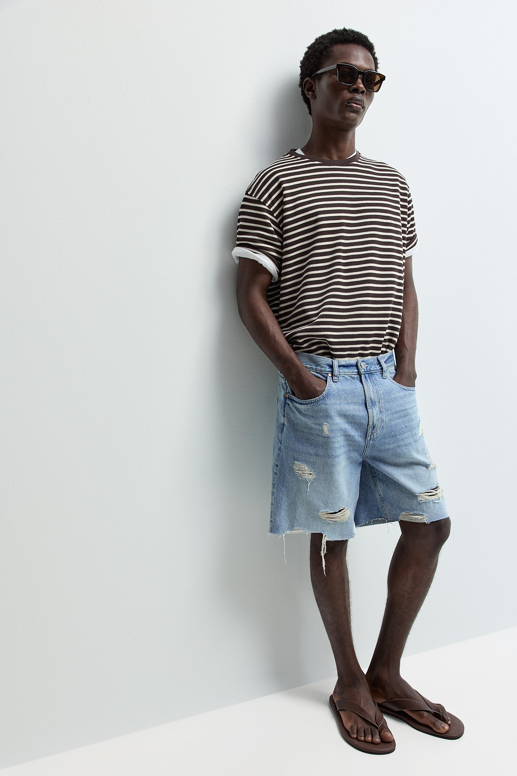 Ripped denim Bermuda shorts — PALE BLUE