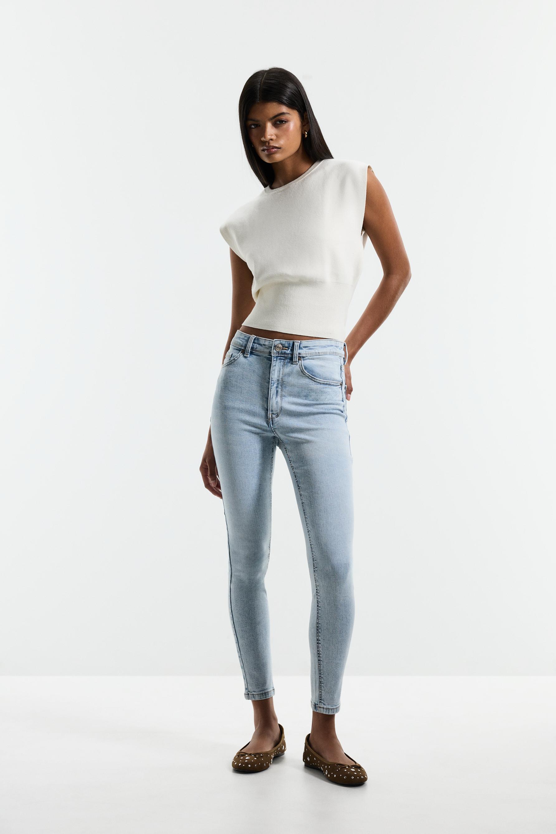 Super high-waist jeans — DARK TURQUOISE