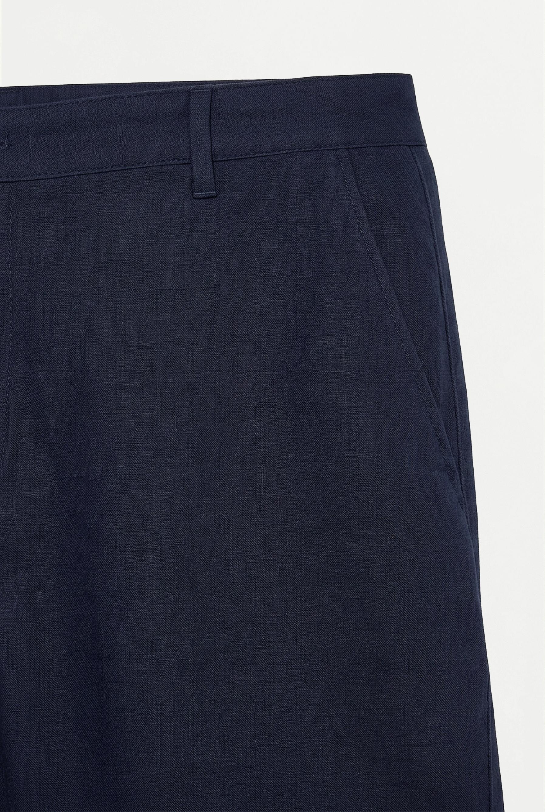 Cotton-linen chino Bermuda shorts — DARK BLUE