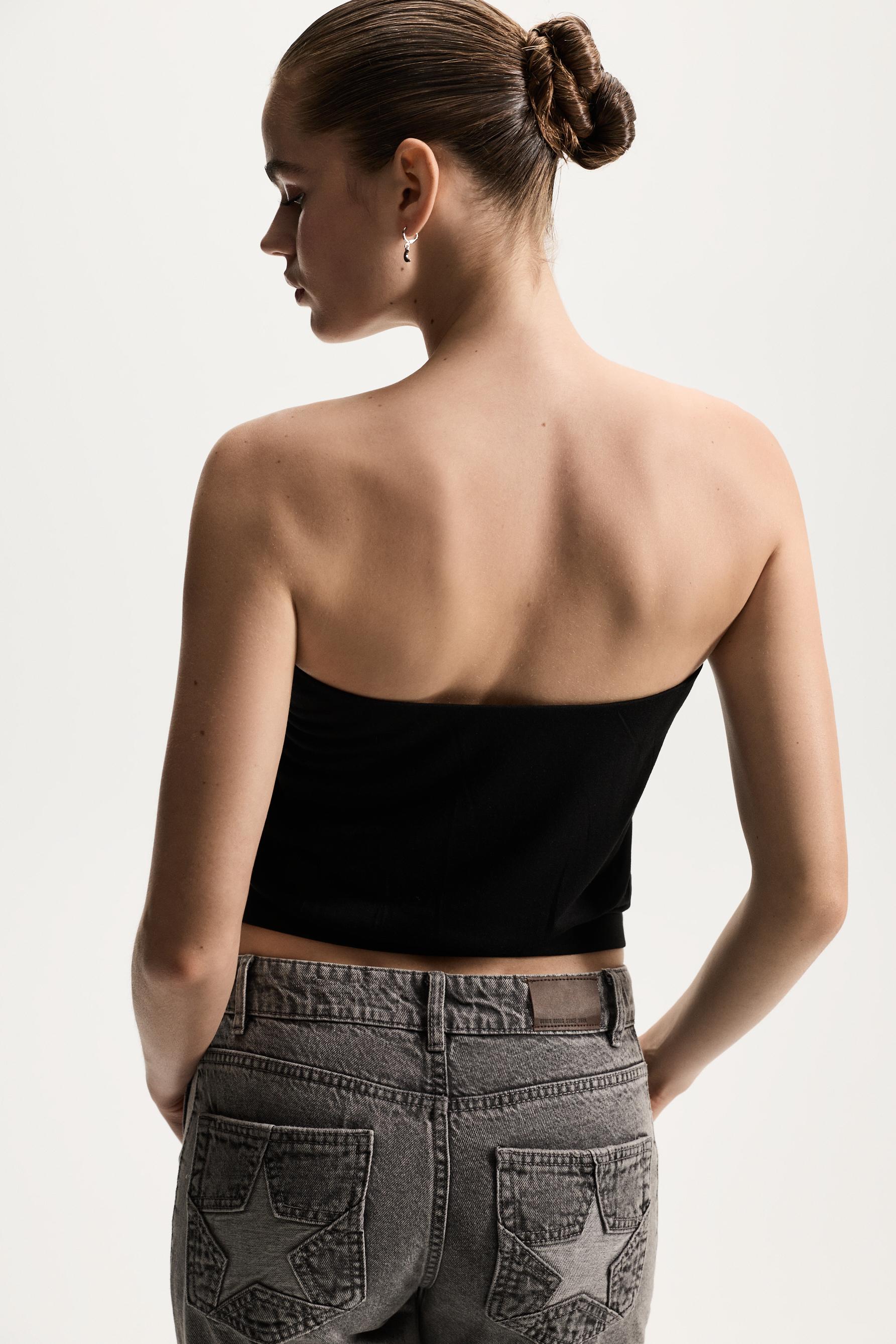 Rhinestone bandeau top — BLACK