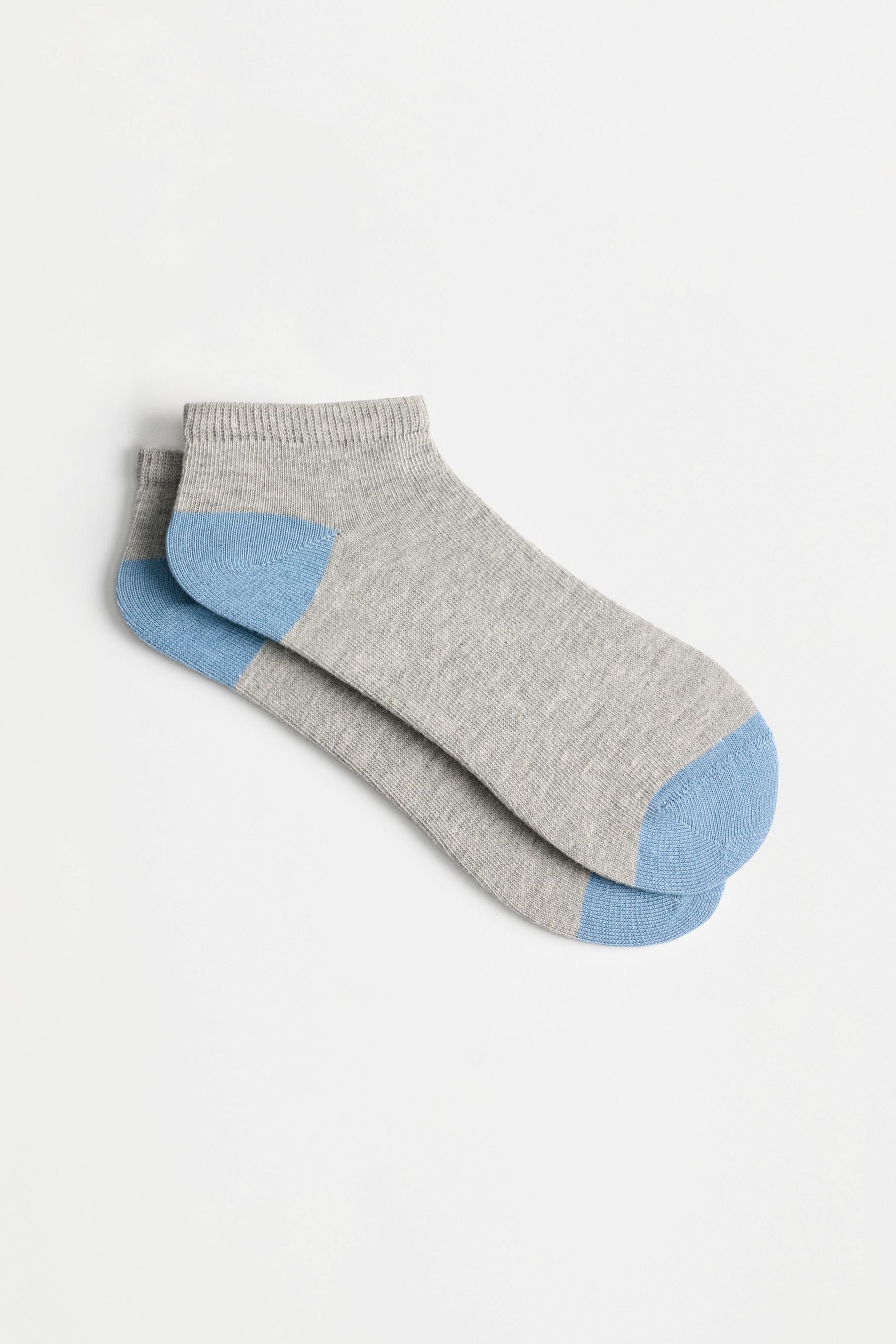 Contrast heel short socks (5-pack) — GREY MARL