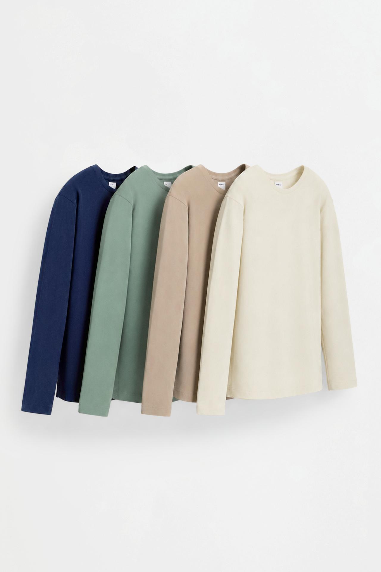 Pack of 4 plain long sleeve T-shirts — NAVY