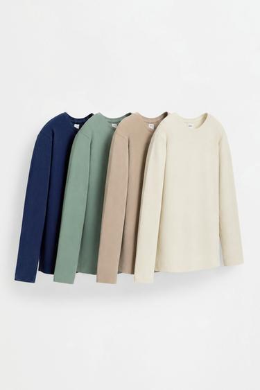 Pack of 4 plain long sleeve T-shirts — NAVY 1