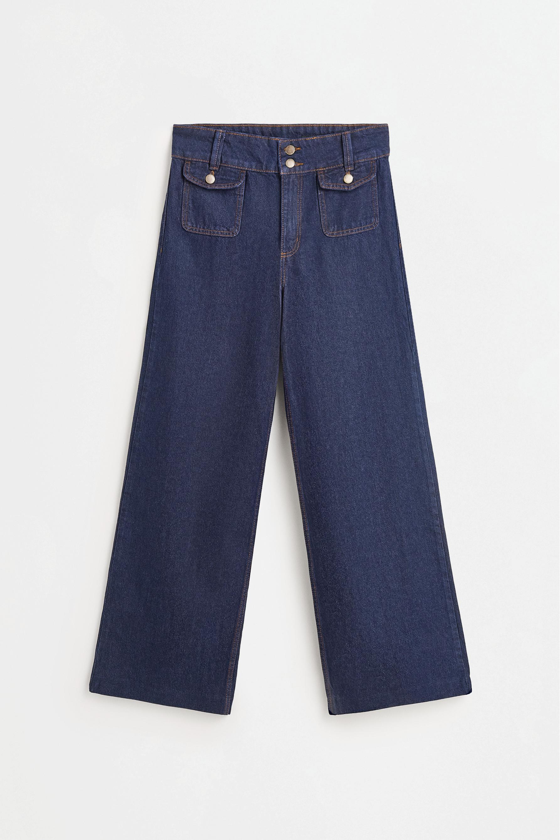 Wide-leg jeans with pockets — NAVY