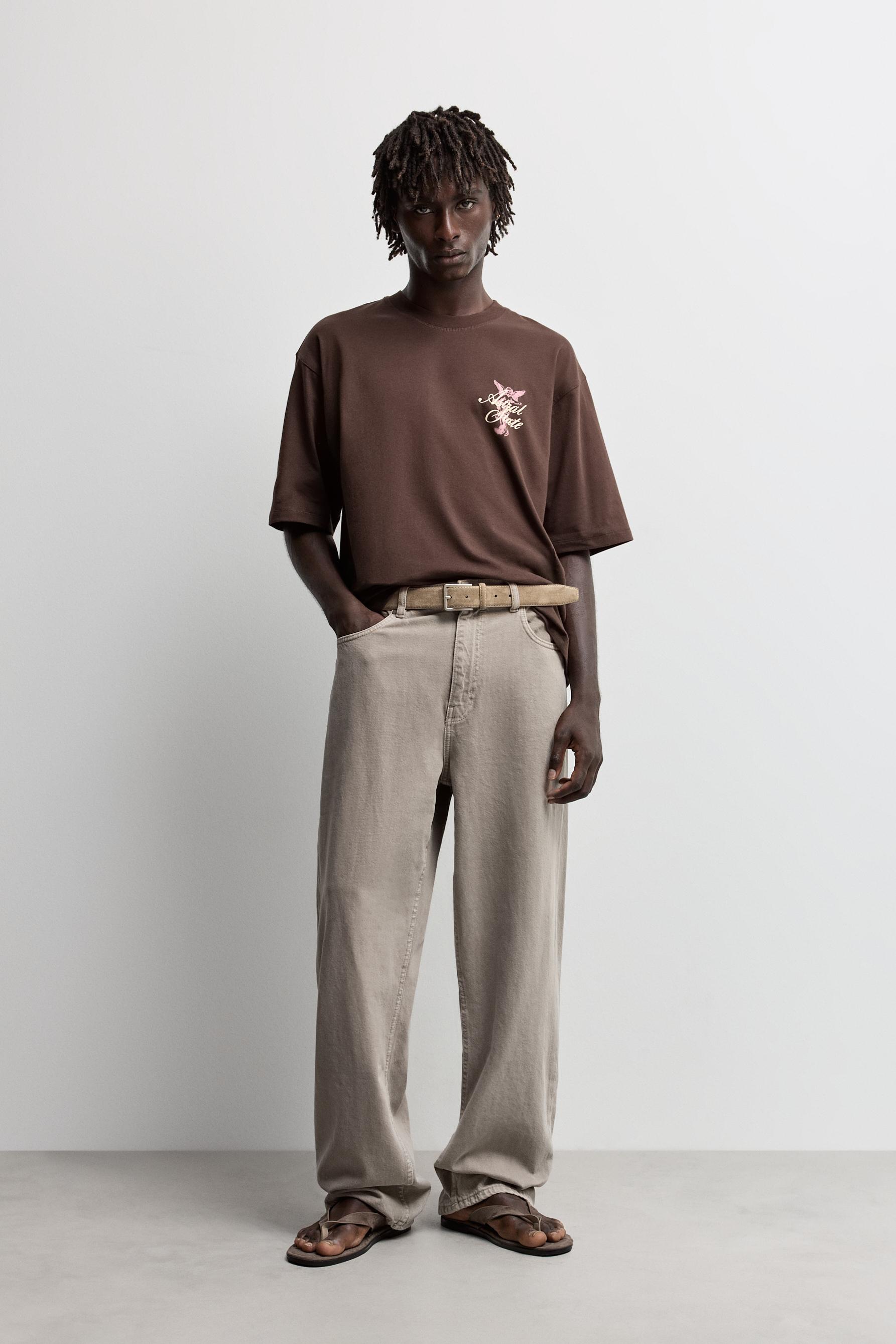 Oversize printed T-shirt — BROWN